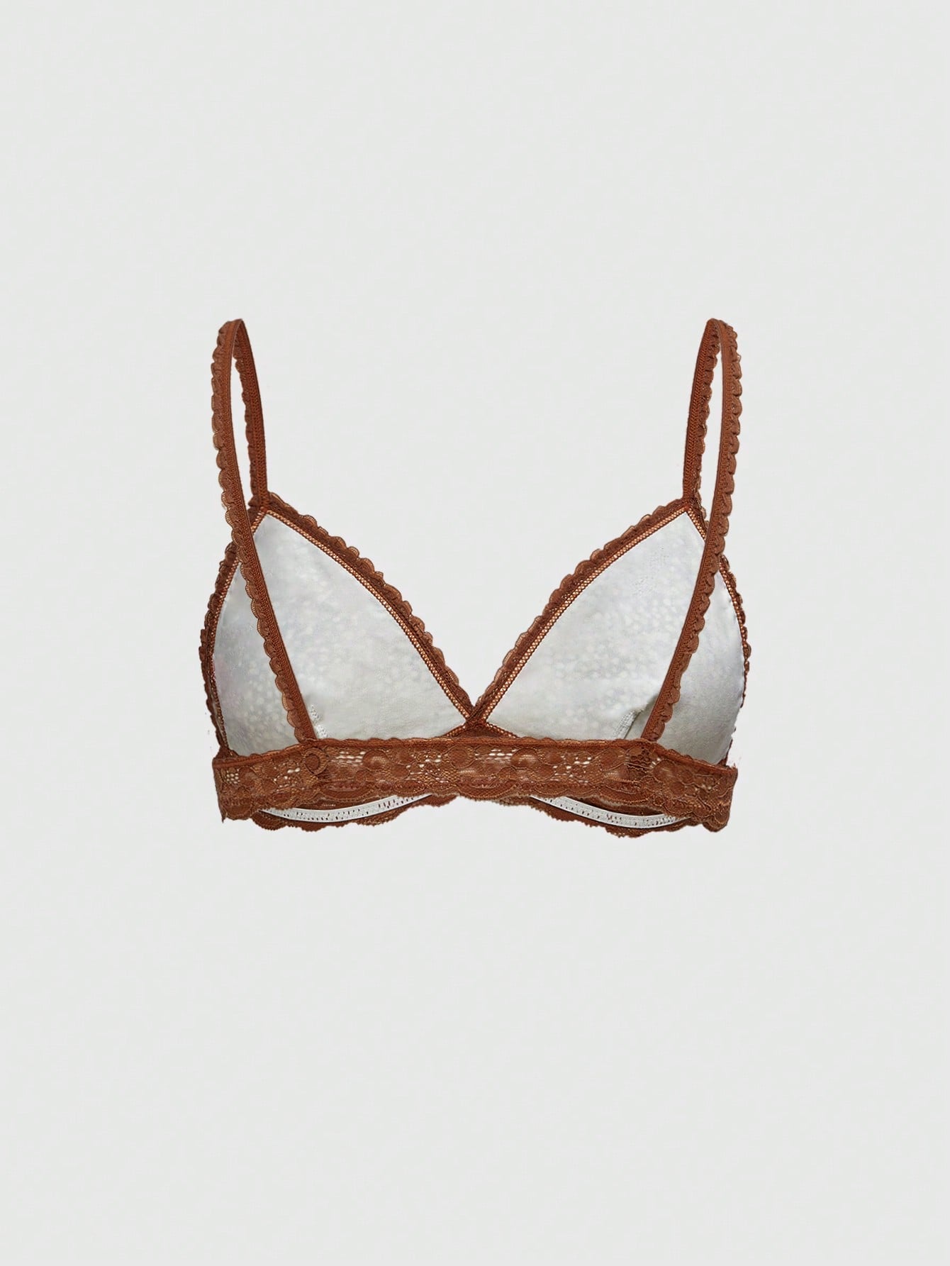 ROMWE Fairycore Conjunto de lencería inalámbrica con estampado de animal de ciervo de jardín de hadas, encaje y patchwork para mujeres