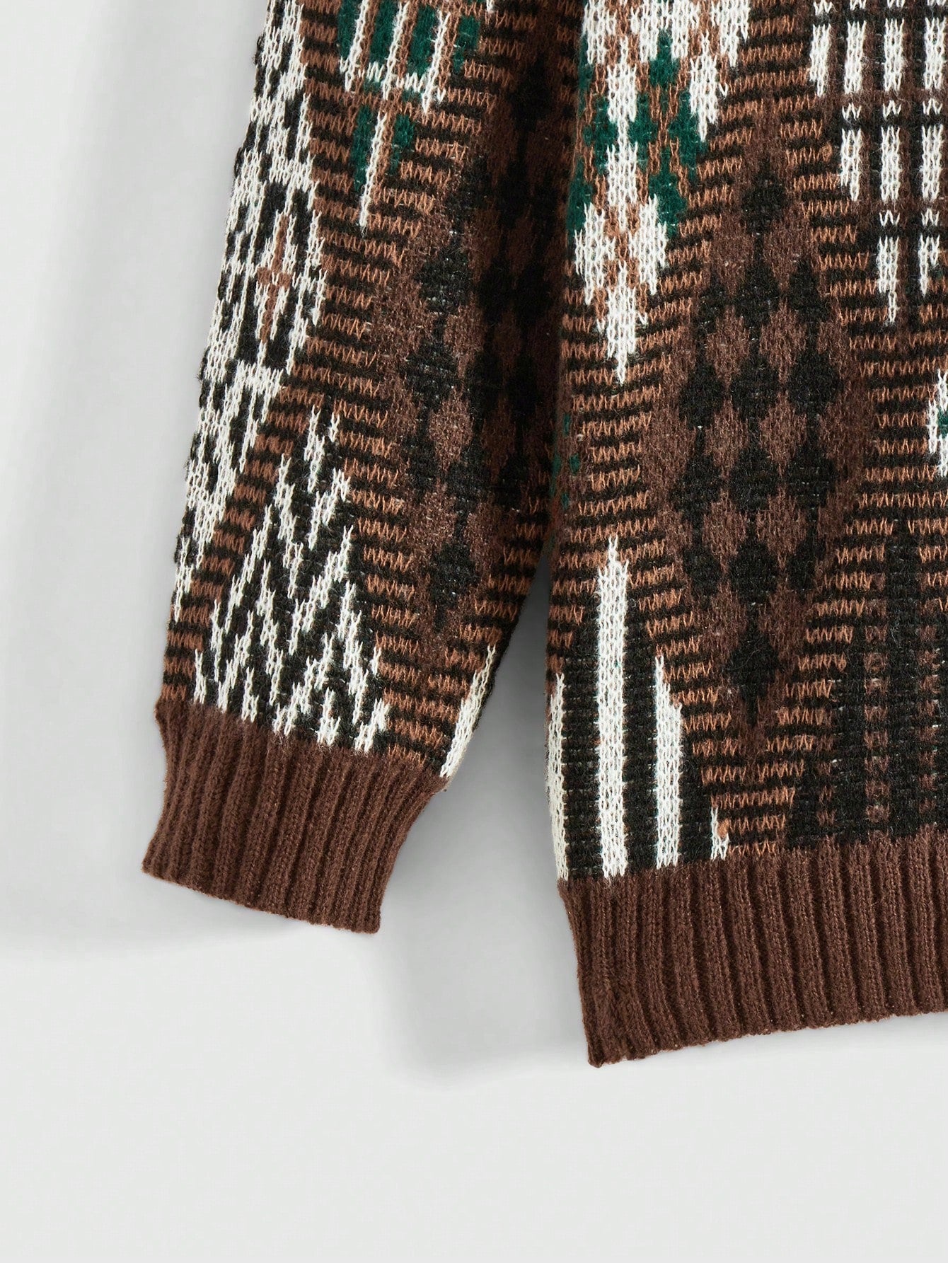 ROMWE Fairycore Jersey informal de cuello redondo de manga larga con patrón geométrico para mujer tipo hippie, adecuado para otoño/invierno