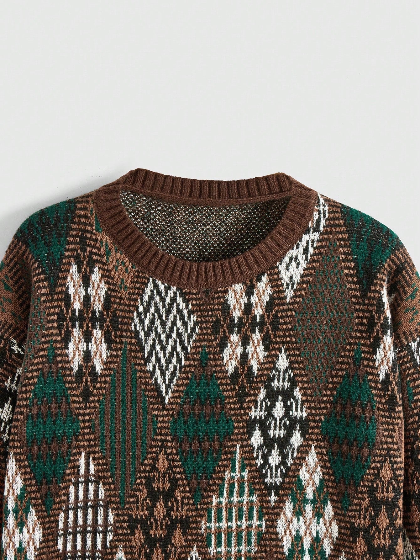 ROMWE Fairycore Jersey informal de cuello redondo de manga larga con patrón geométrico para mujer tipo hippie, adecuado para otoño/invierno