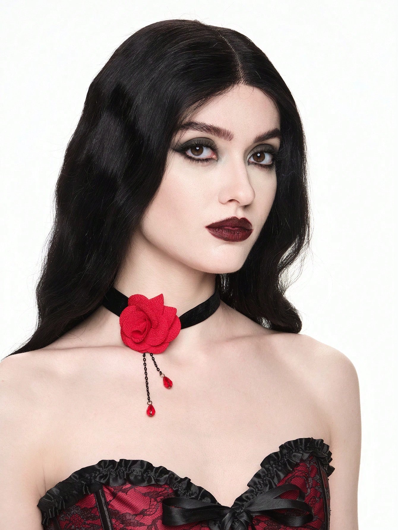 ROMWE Goth 1 pieza Collar con colgante de rosa vintage para mujer