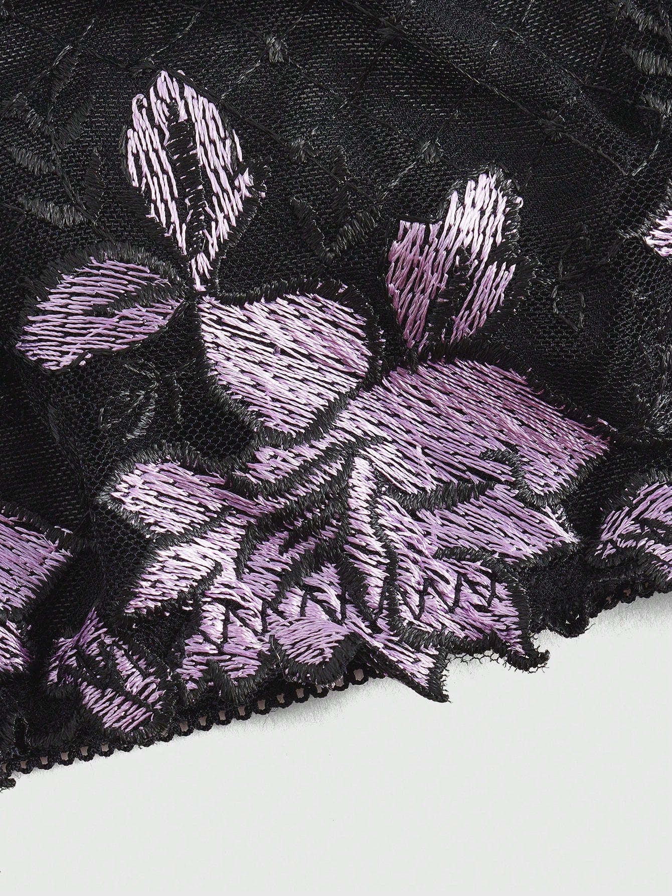 ROMWE Goth Blusa tubo de malla bordada con flores para mujer en verano