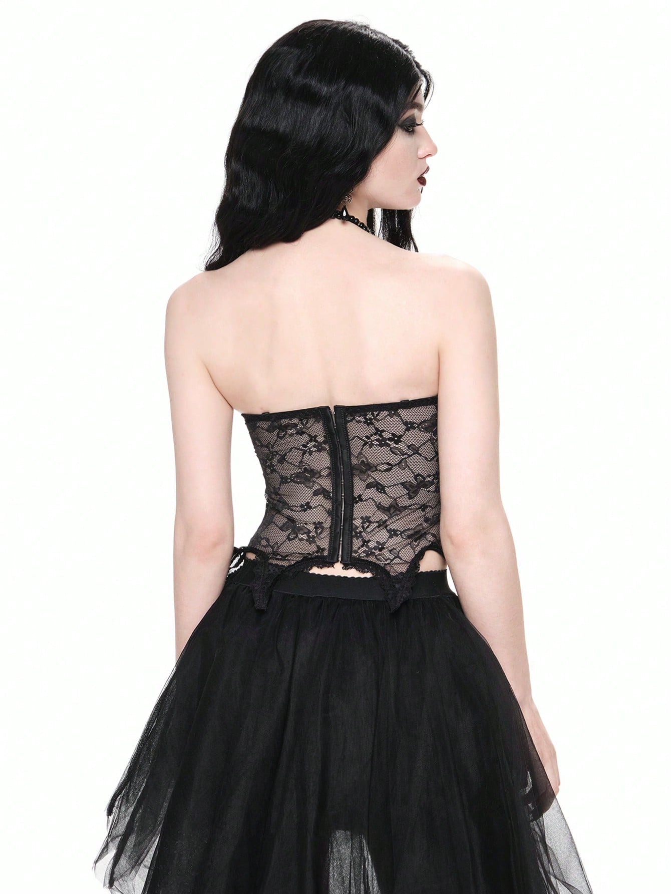 ROMWE Goth Bralette bandeau de encaje transparente y sexy para mujer, se puede usar como prenda exterior