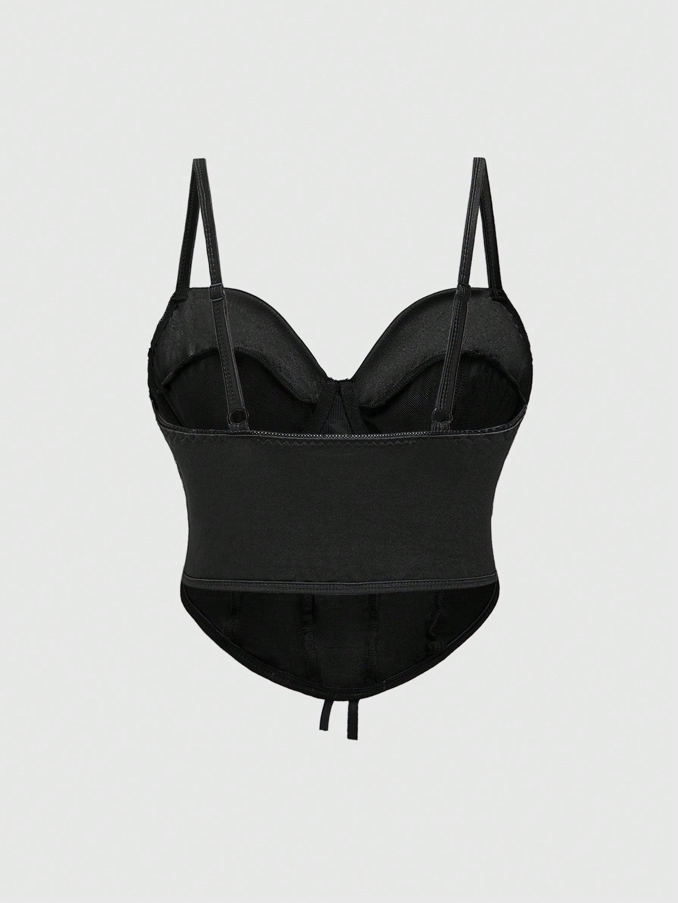 ROMWE Goth Top bustier sexy de tela de satén con tirantes finos, diseño de cintura ceñida con colgante cruzado para mujeres