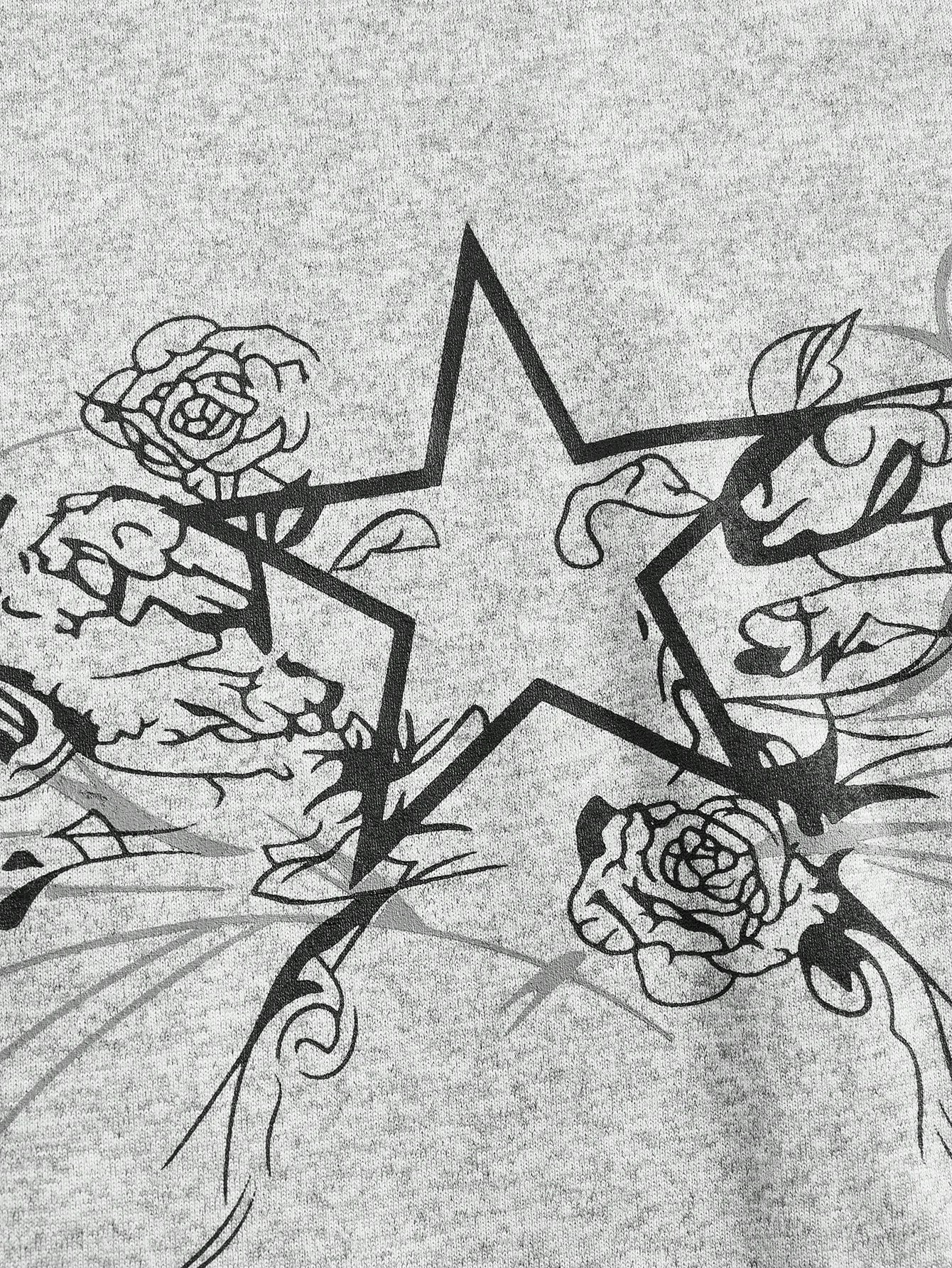 ROMWE Grunge Punk Camiseta Corta Tipo Cosechado De Mujer Con Estampado De Estrellas