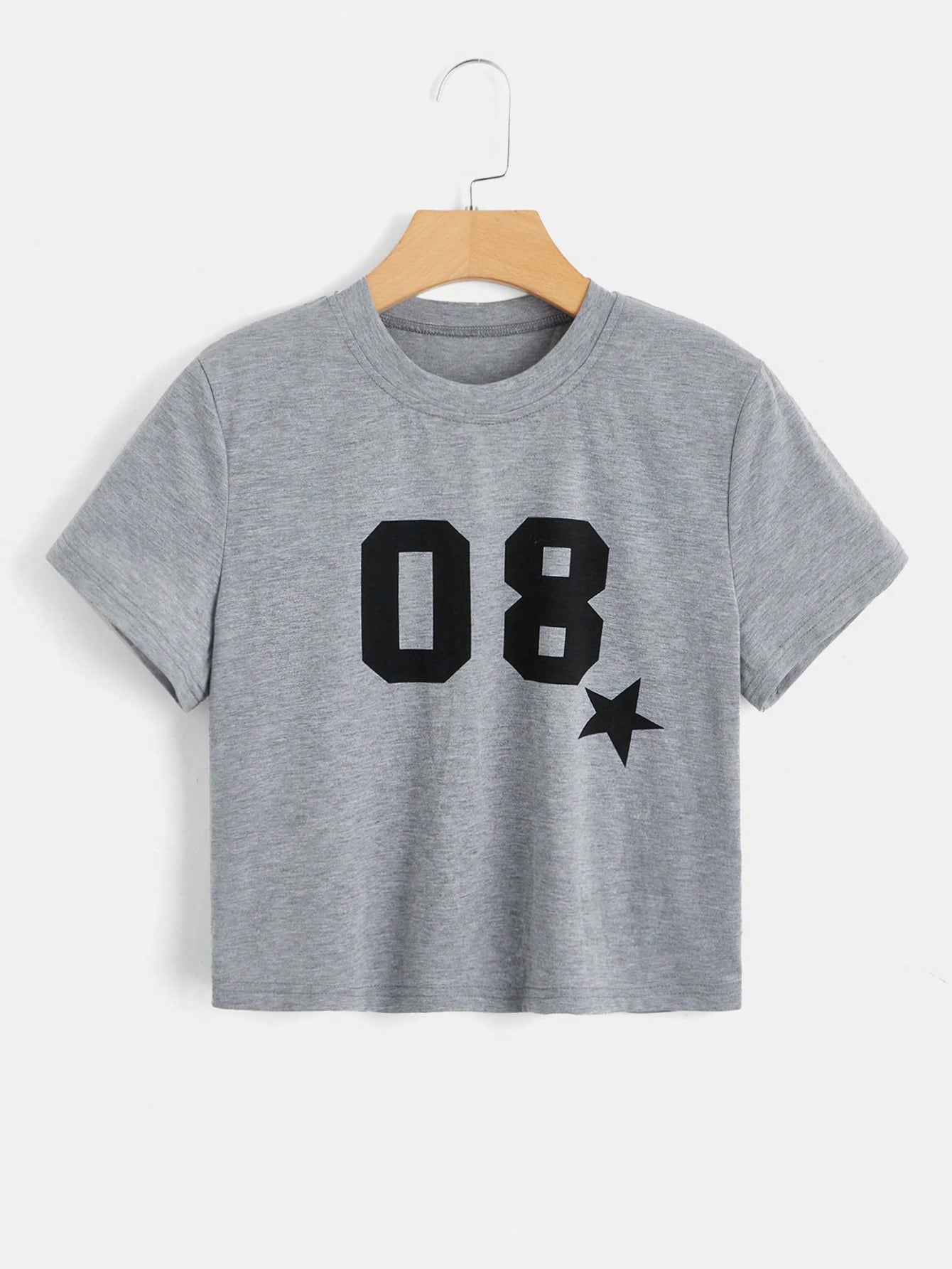 ROMWE Grunge Punk Crop camiseta gráfico con estrellas y números