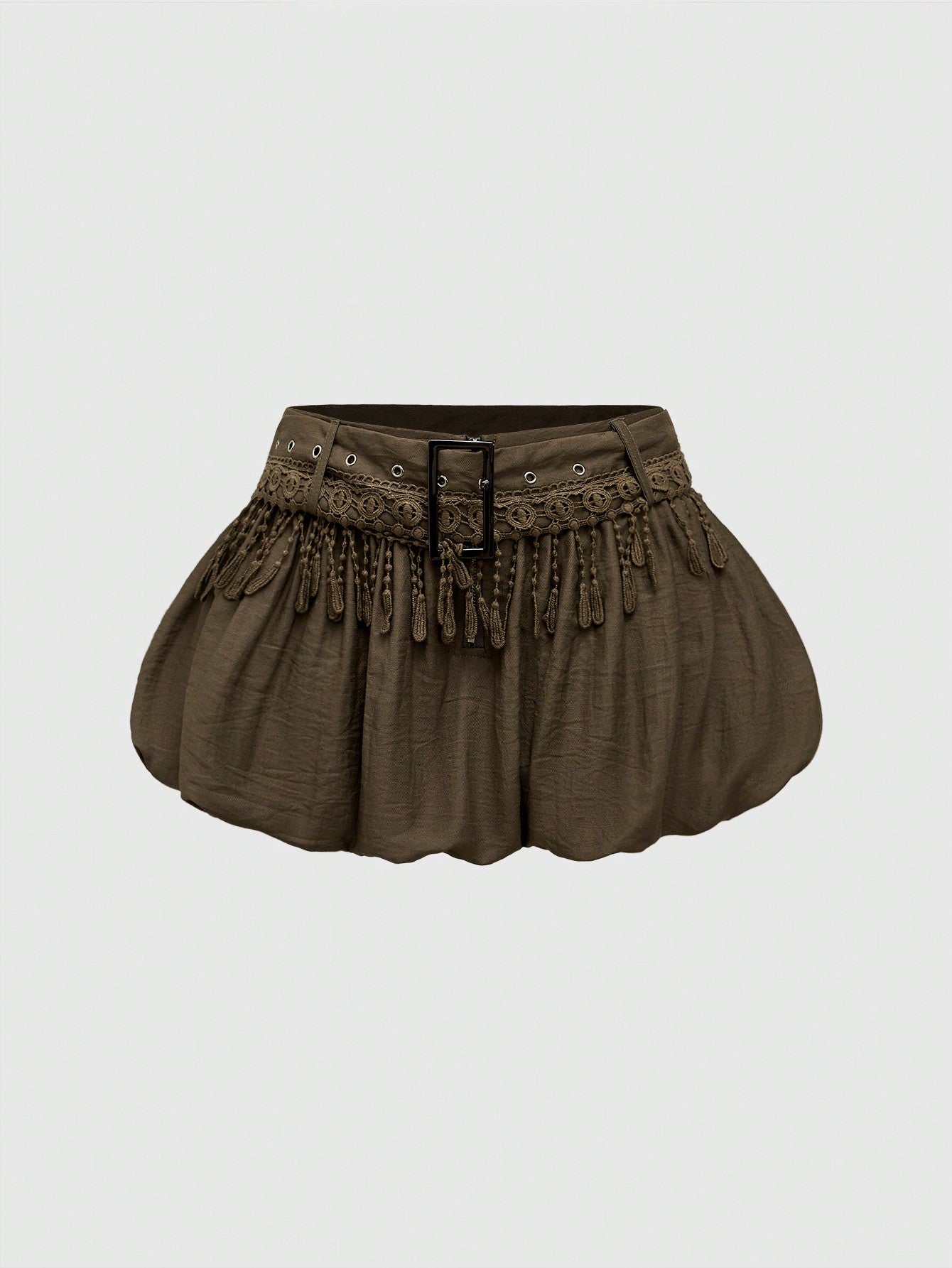 ROMWE Grunge Punk Falda de peplum de cintura baja con diseño de flecos vintage