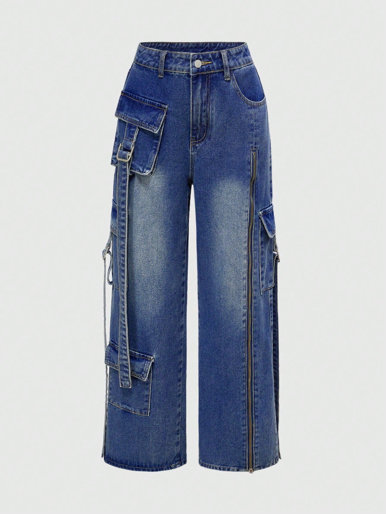 ROMWE Grunge Punk Pantalones vaqueros de mujer con ajuste holgado, de moda para el verano