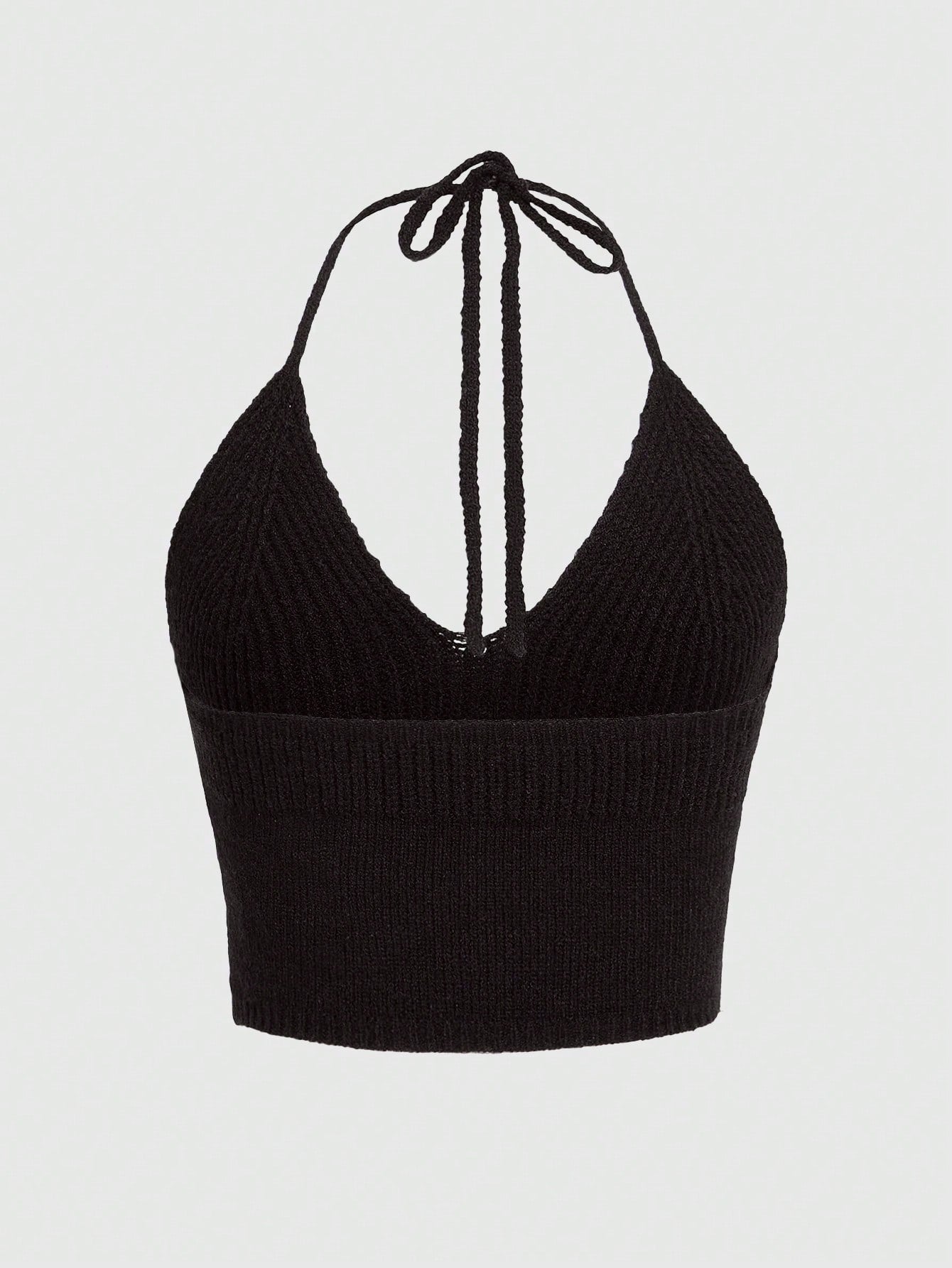 ROMWE Hippie Suéter de punto halter con estampado de girasoles para mujer