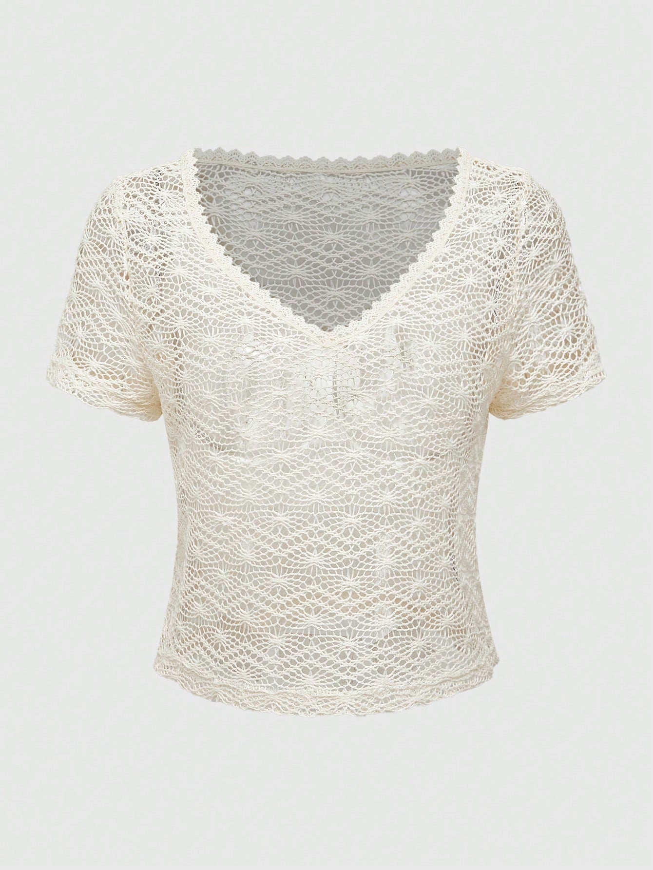 ROMWE Hippie Top de vacaciones bohemia jacquard tejida con diseño calado