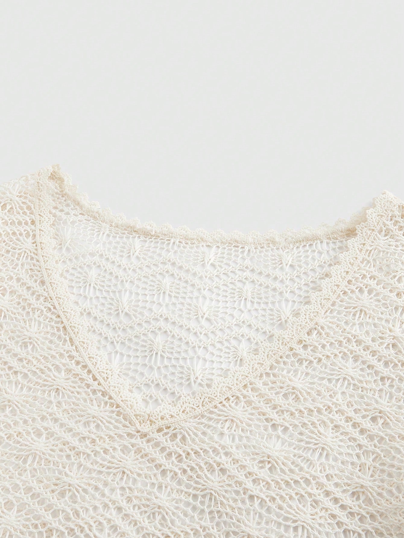 ROMWE Hippie Top de vacaciones bohemia jacquard tejida con diseño calado