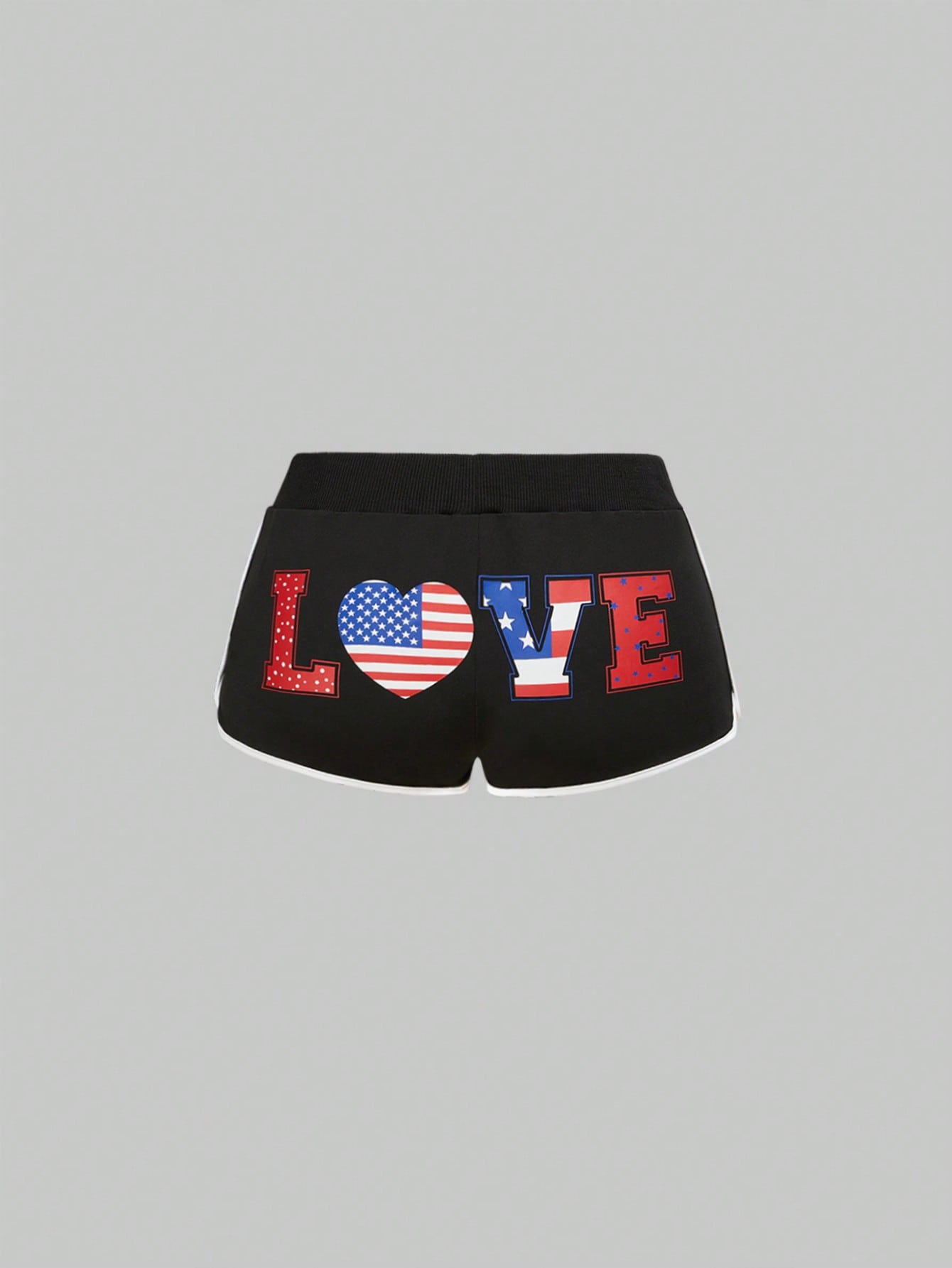 ROMWE J-Fashion Short de mujer con estampado de estrella de cinco puntas y letras en inglés, cintura baja y muy corto, con estampa de la bandera de Union Jack, en estilo Y2K Baddie