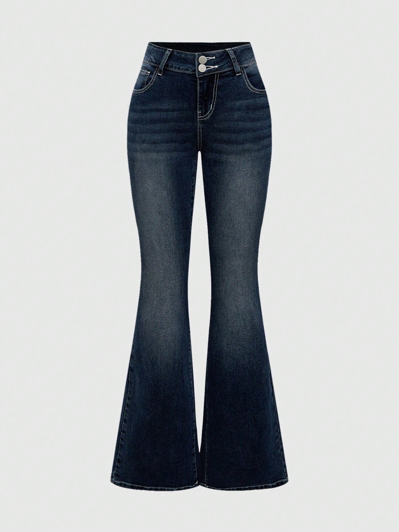 ROMWE Jeans entallados y acampanados con bolsillos y encaje contrastante en estilo dulce y sexy Y2K para mujer