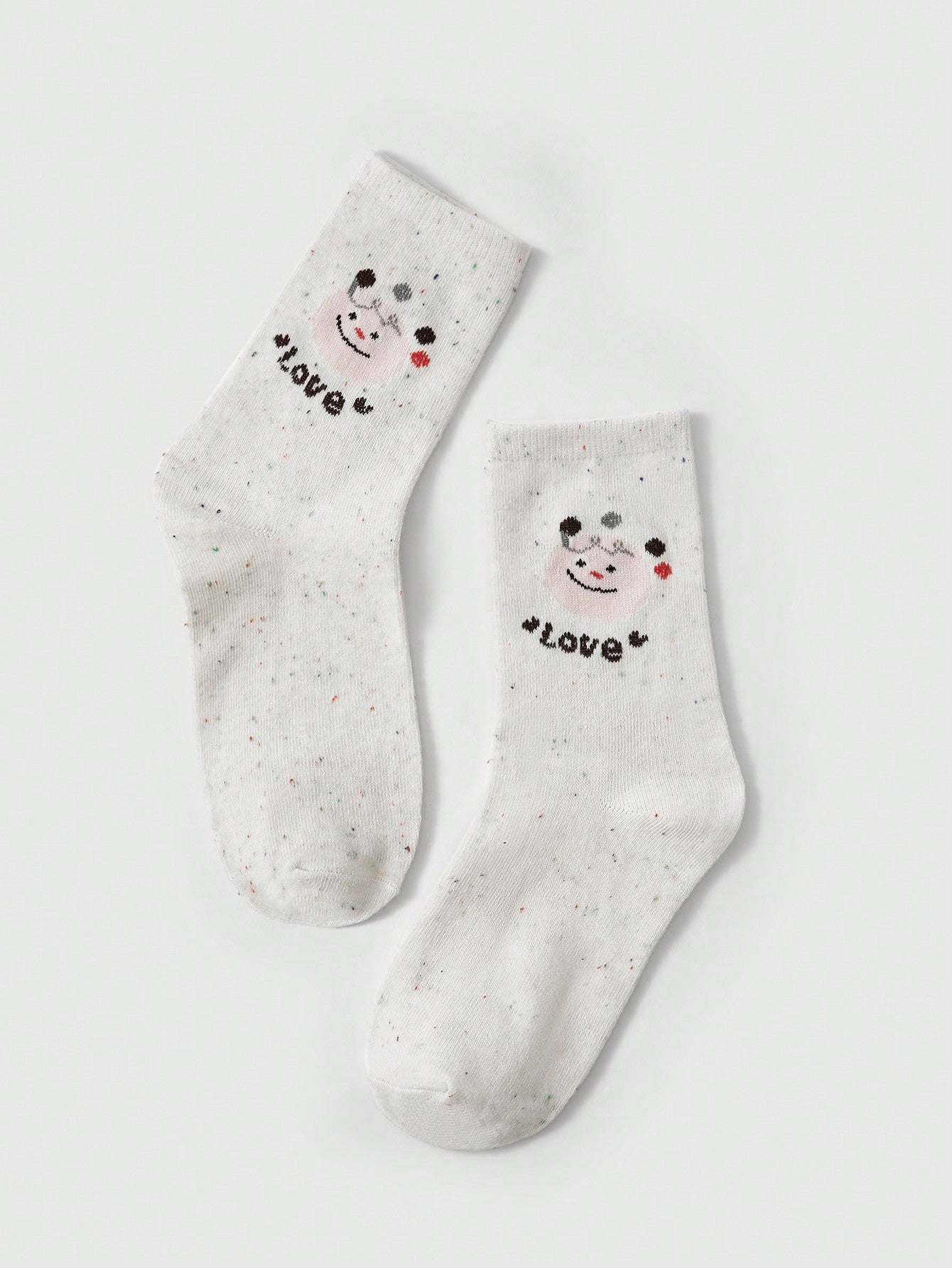 ROMWE Kawaii 5 pares de calcetines de moda con estampado de lunares y de dibujos animados de malla, de color beige, de uso versátil, para mujer