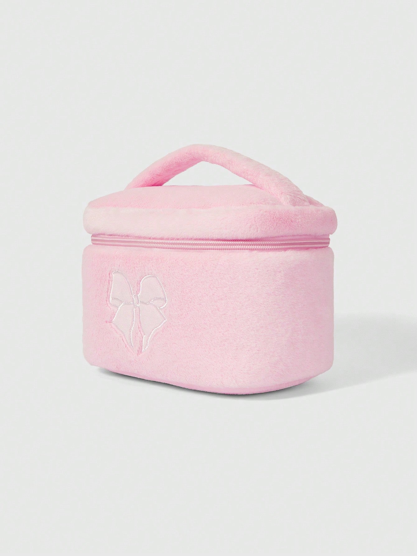 ROMWE Kawaii Bolsa cosmética de mano grande de peluche con estampado de lazos de dibujos animados 401422