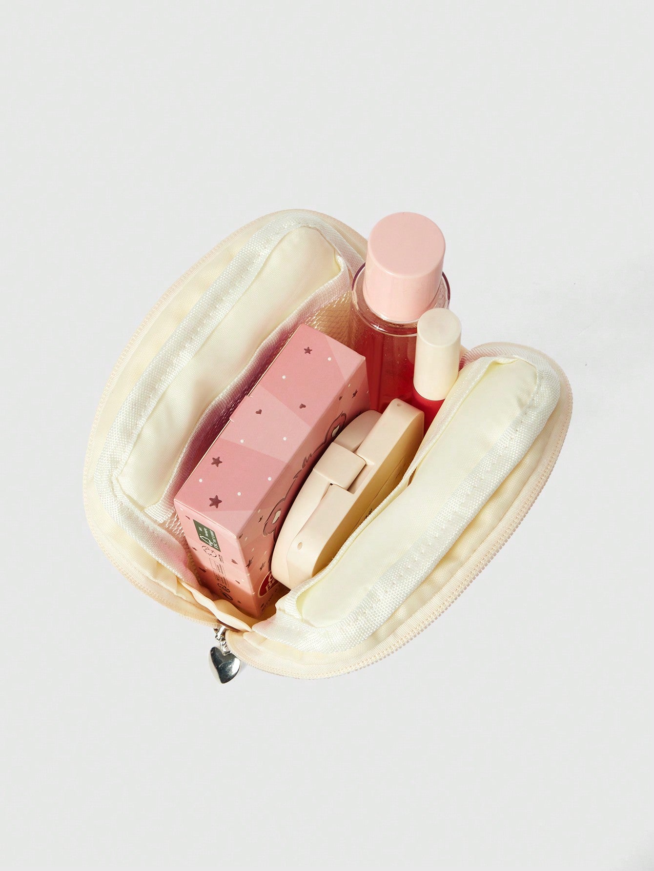 ROMWE Kawaii Bolsa de cosméticos portátil con gran capacidad, acolchada, con diseño bordado de conejo con lazo y patrón de dibujos animados elegante