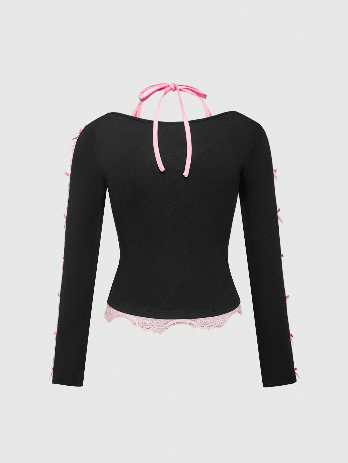 ROMWE Kawaii Camiseta 2 en 1 con lazo y recorte de estilo Y2K