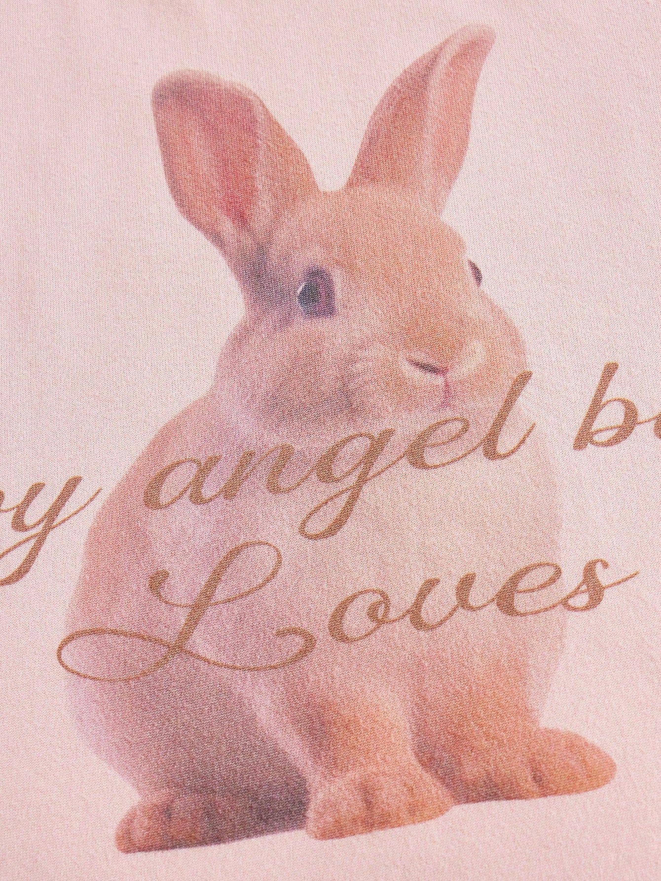 ROMWE Kawaii Camiseta De Manga Corta Para Mujer Con Estampado De Conejo Y Eslogan