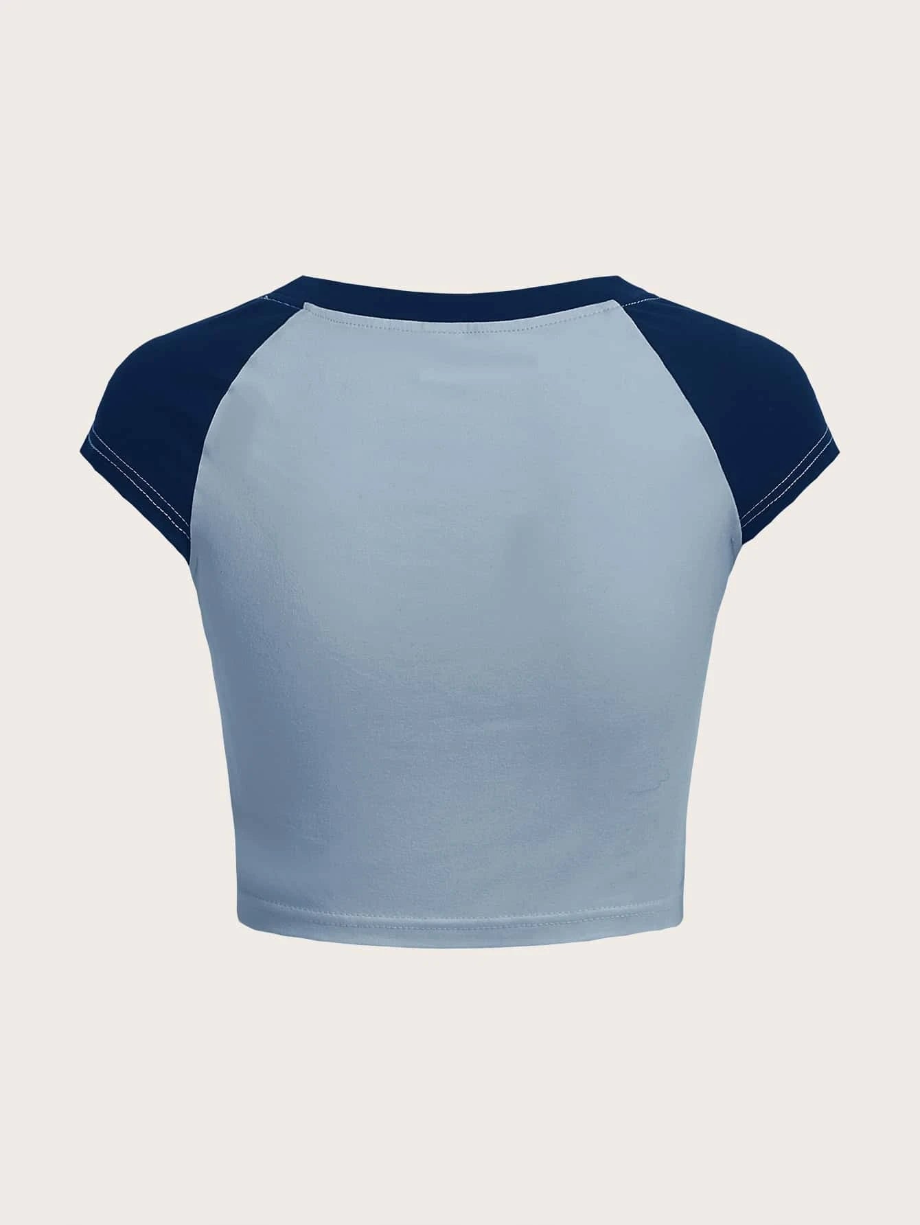 ROMWE Kawaii Camiseta con estampado de estrella de manga raglán