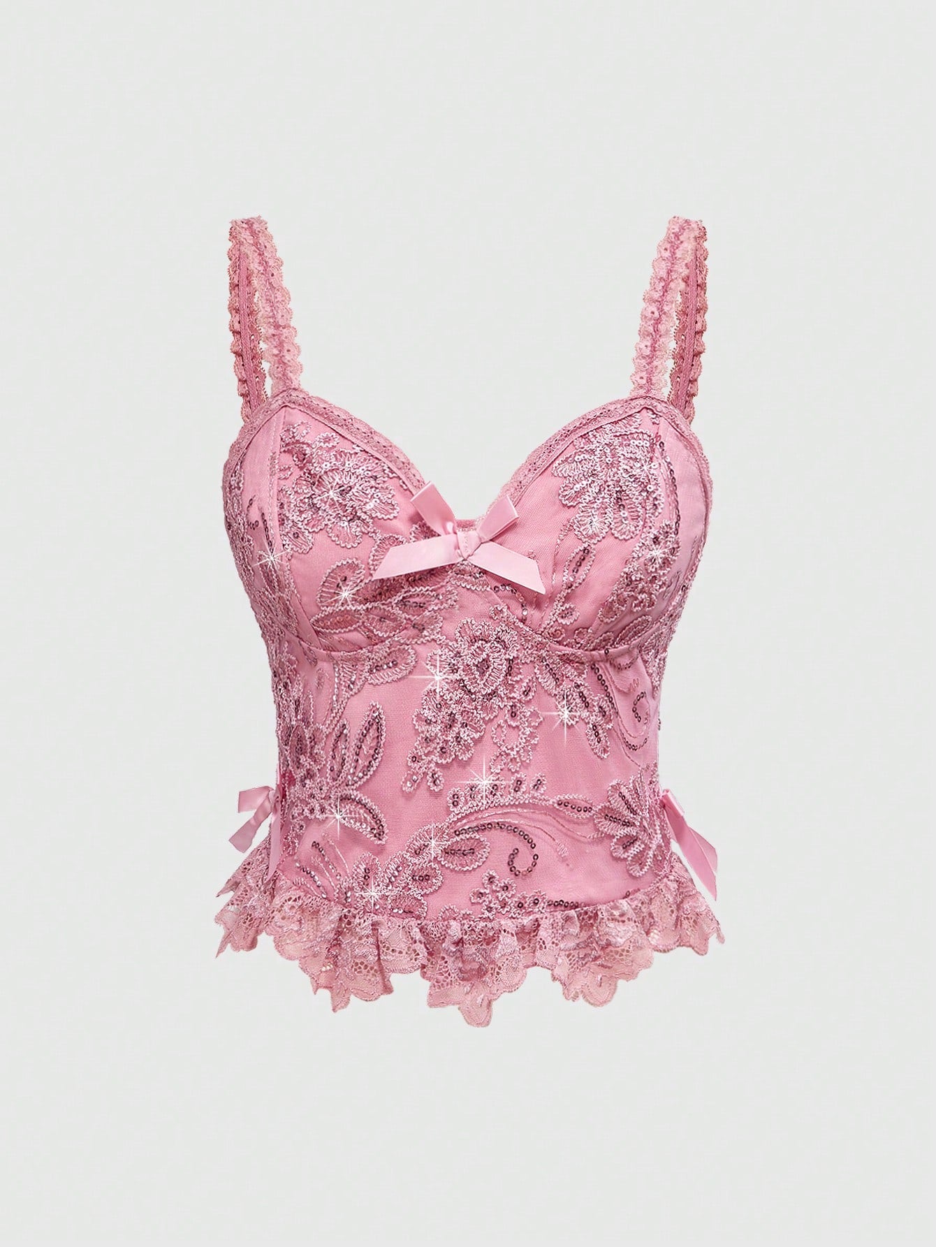 ROMWE Kawaii Camisola con borde de encaje con detalles de cuentas, estilo vintage de hada de jardín para festival de música, para mujer