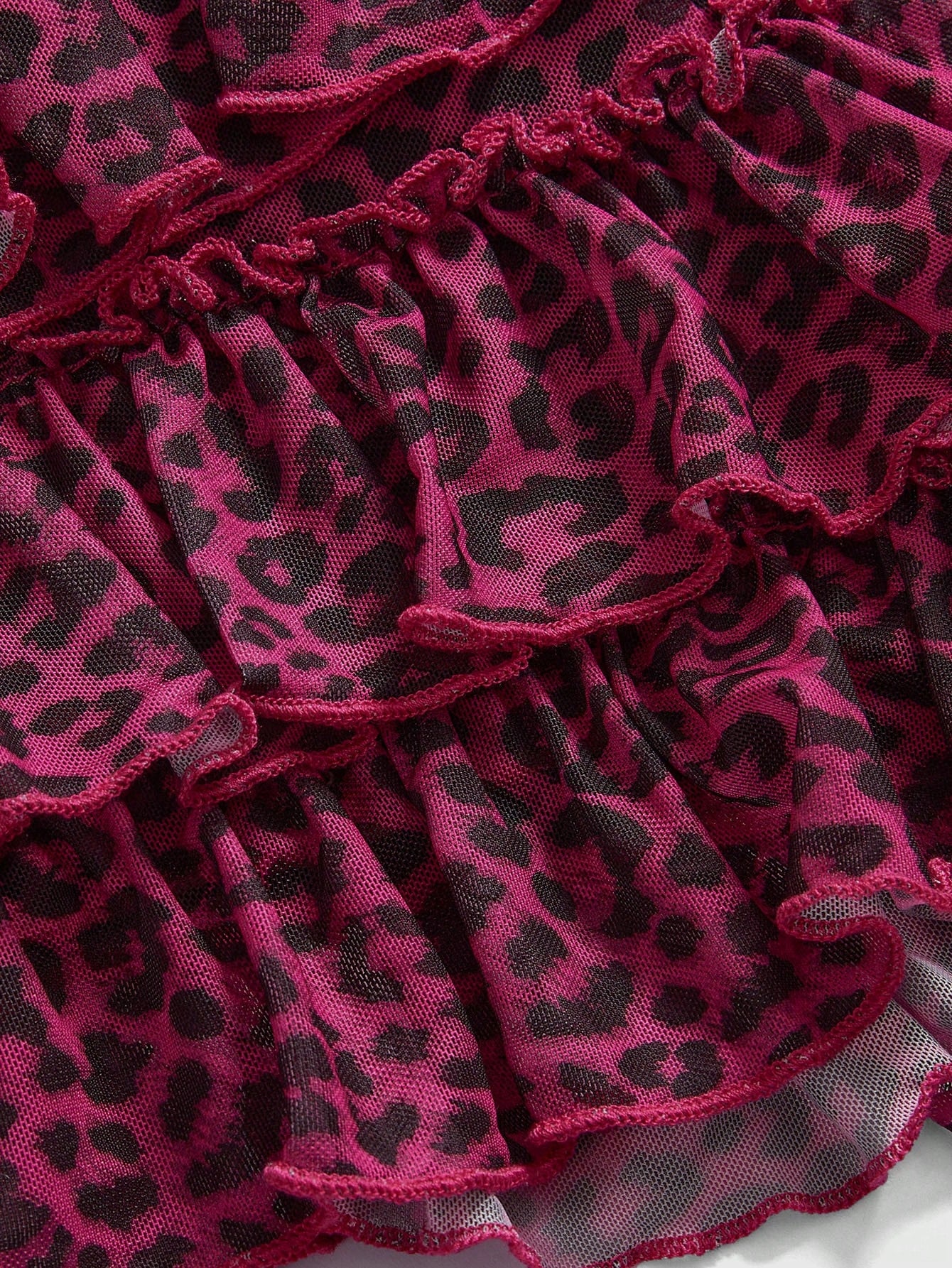 ROMWE Kawaii Conjunto de 2 piezas de mujer con estampado de leopardo sexy Shibuya 3D y lazo de punto