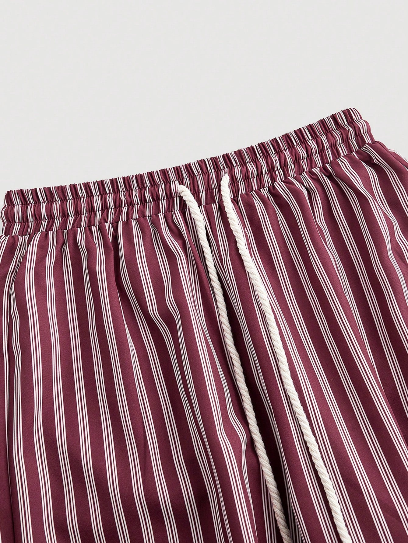 ROMWE Kawaii Pantalones rectos con bolsillo con forma de corazón, cintura con cordón y rayas rojas, de lino y estilo suelto para mujeres, para el Día de San Valentín