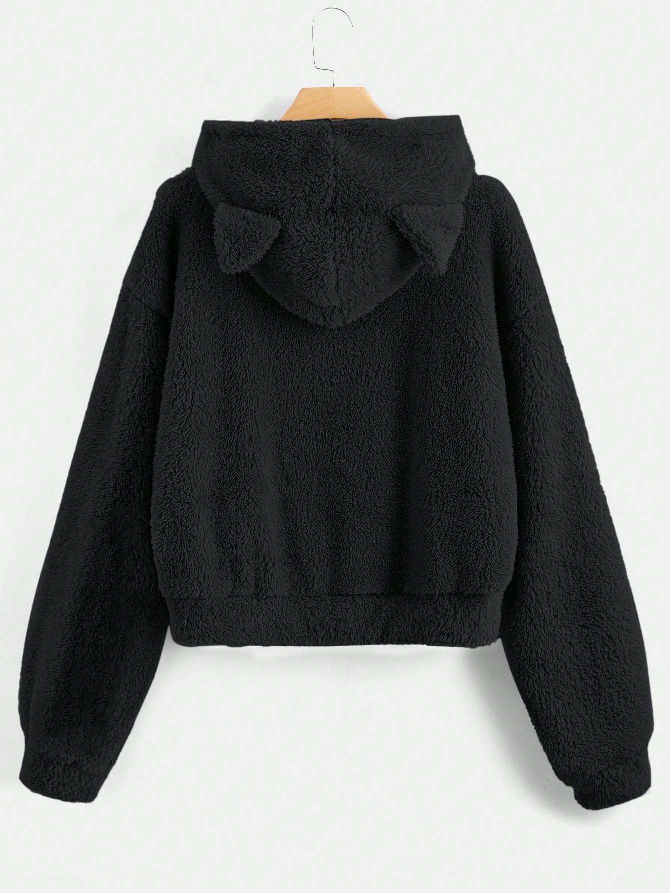 ROMWE Kawaii Sudadera casual con capucha con bordado de dibujos animados, forrada térmicamente, de manga larga para otoño/invierno