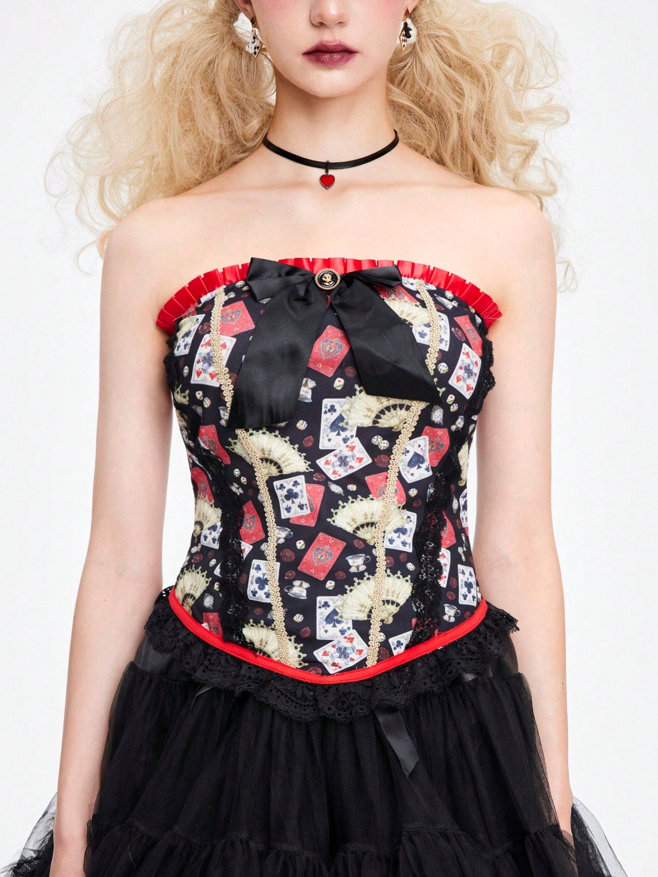 ROMWE Kawaii Top sin tirantes con diseño de bloques de color para mujer con decoración de lazo para verano