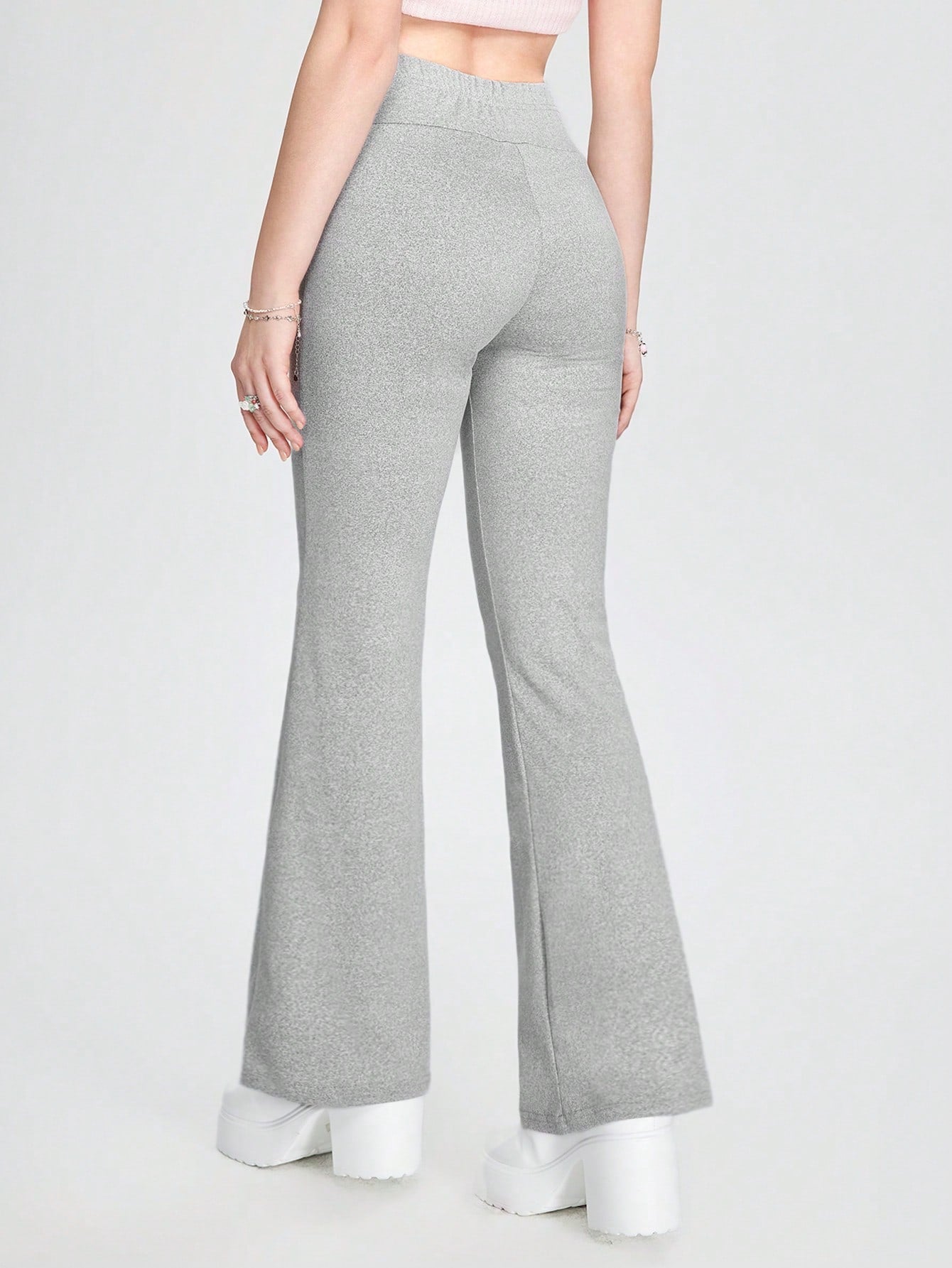 ROMWE Pantalones Acampanados Con Diseño De Cinturilla Superpuesta