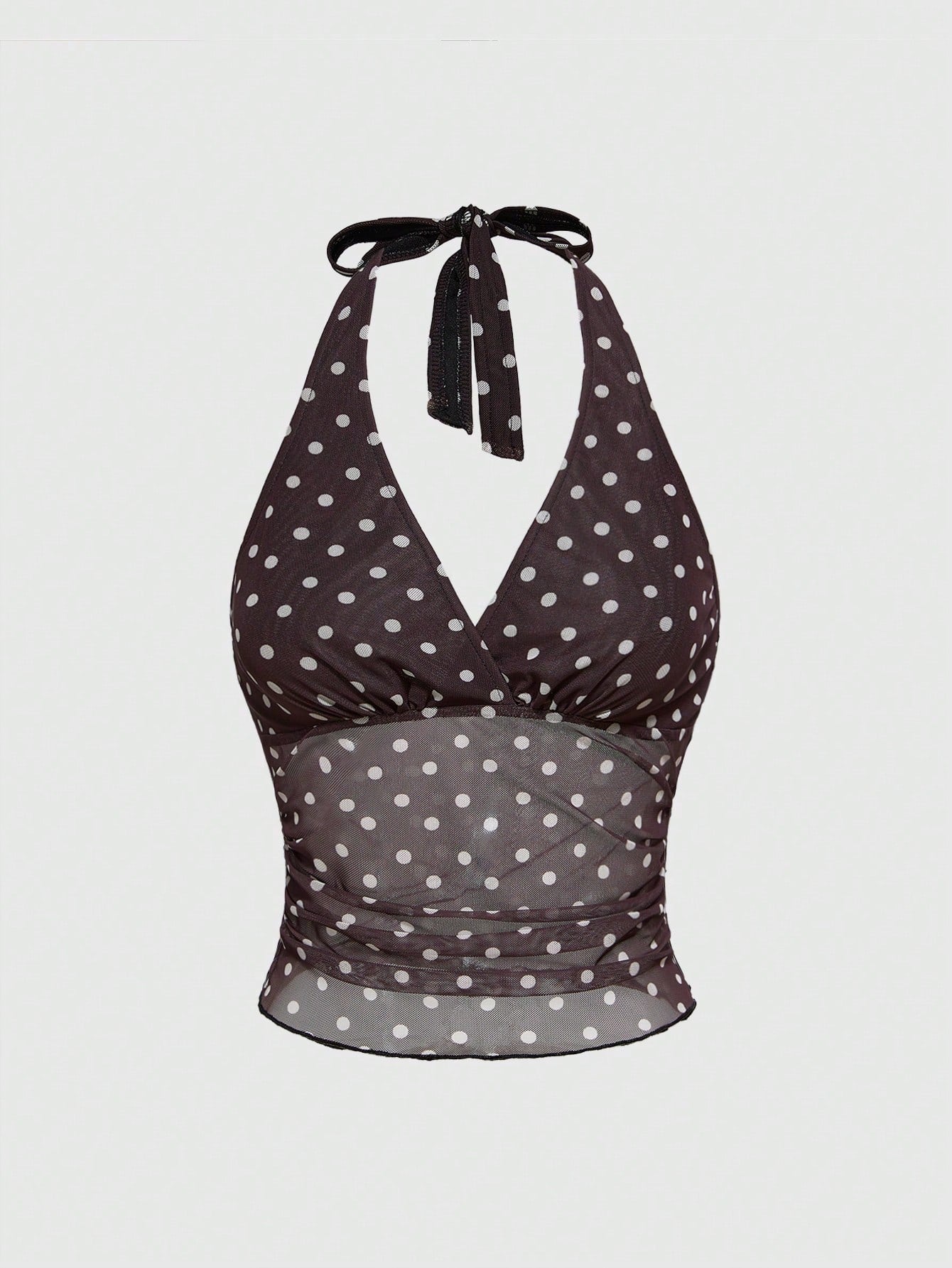 ROMWE Top corta con estampado de lunares dulce y lindo para mujer francesa