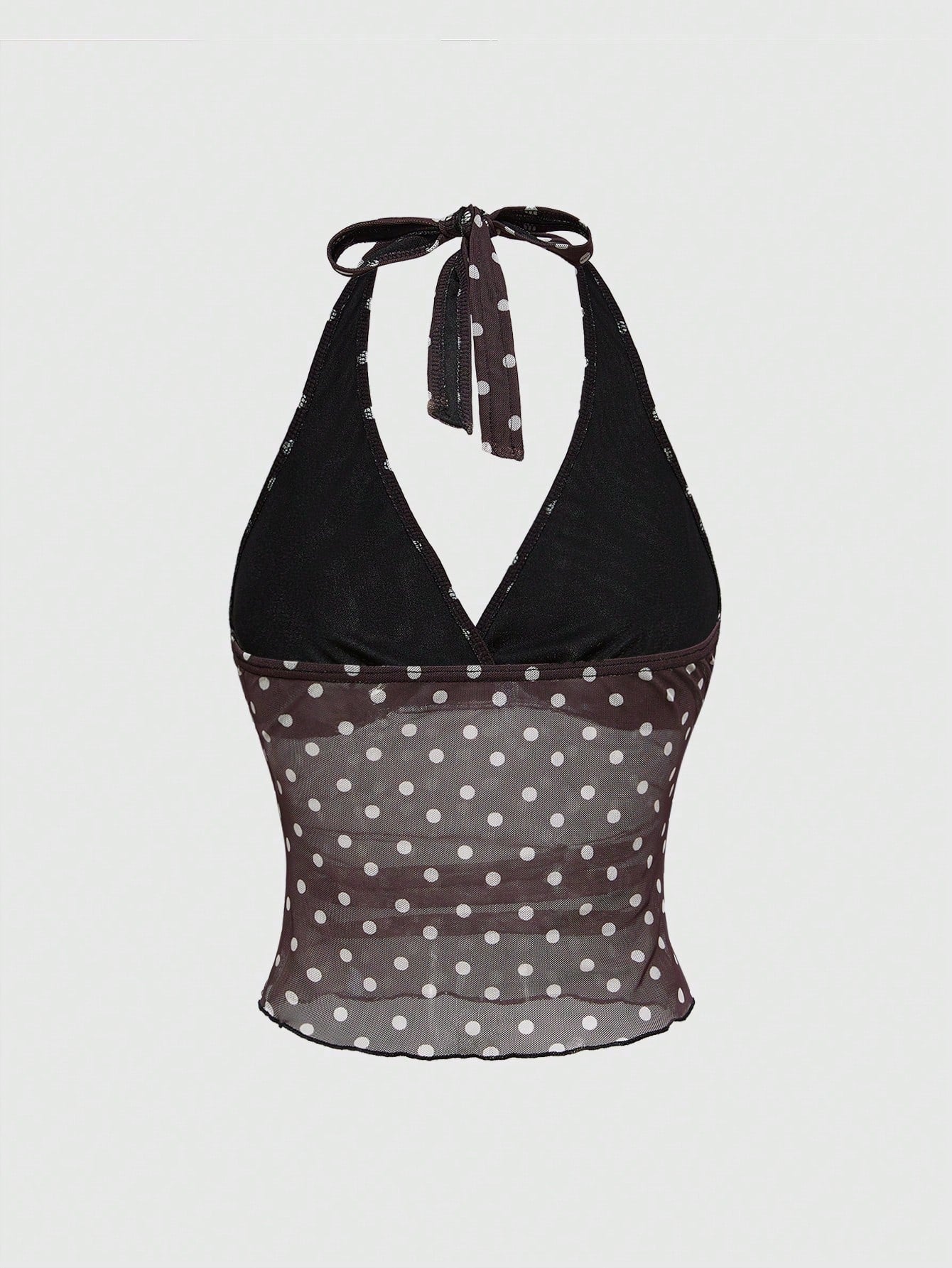 ROMWE Top corta con estampado de lunares dulce y lindo para mujer francesa