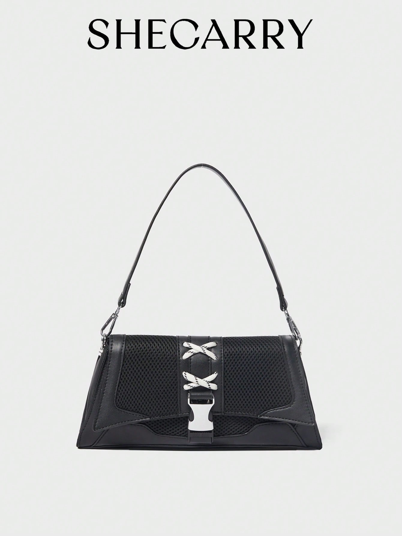 SHECARRY Bolsos de hombro para mujer, de malla, nailon, otoño/verano/invierno, universidad, escuela, vacaciones, estilo callejero, deportes, una noche, Y2K, futurista, punk, estilo motero, dulce, fresco, urbano, techwear, lazo, estudiante