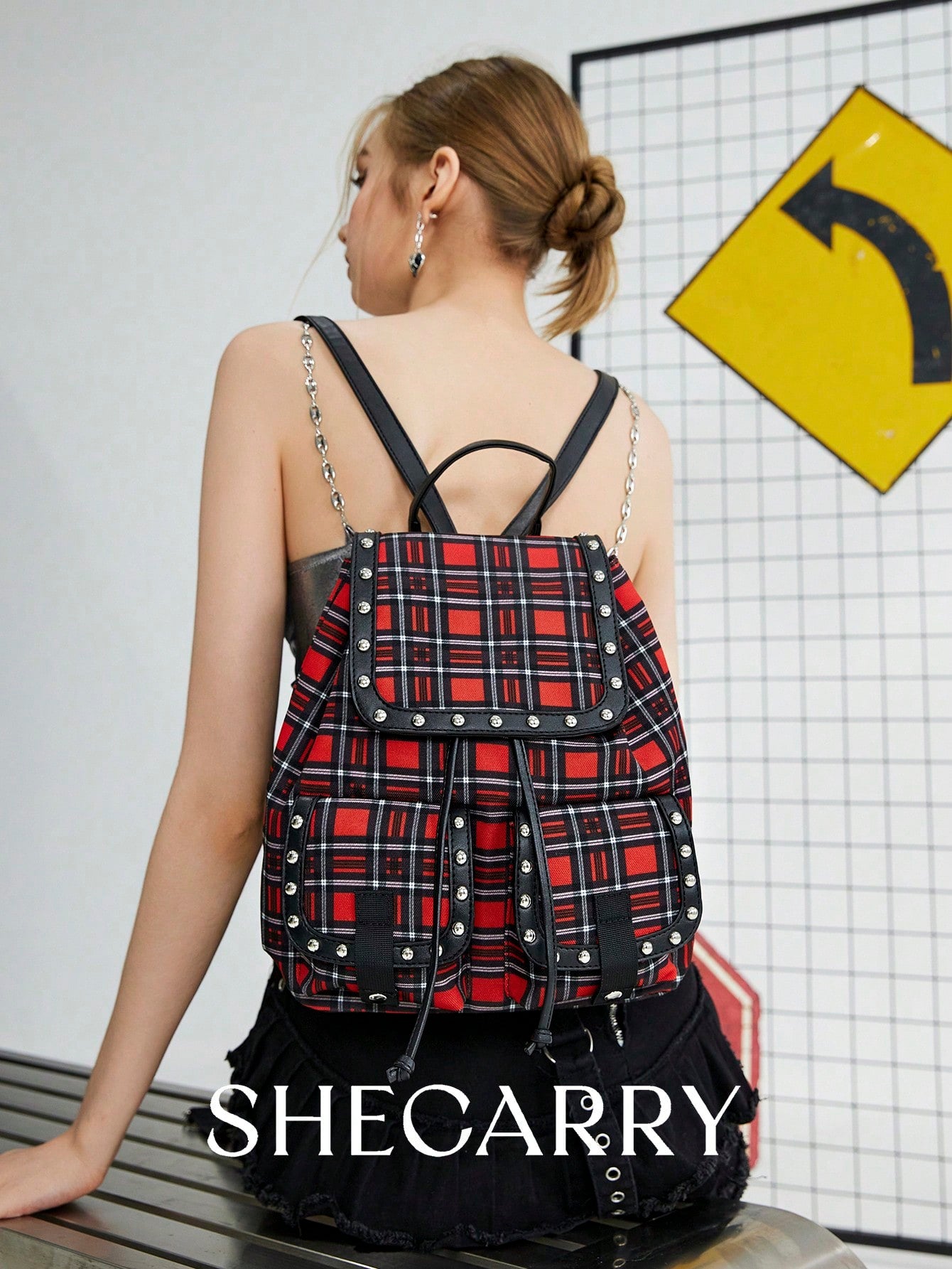 SHECARRY Mochila para mujer, de poliéster, para otoño, invierno, universidad, escuela, vacaciones, estilo callejero, deportes, pasar la noche, citas, Y2K, futuro, punk, estilo motocicleta, dulce, cool, callejero,