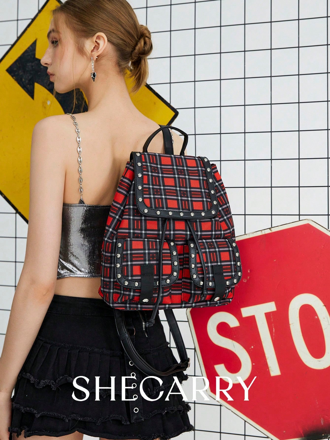 SHECARRY Mochila para mujer, de poliéster, para otoño, invierno, universidad, escuela, vacaciones, estilo callejero, deportes, pasar la noche, citas, Y2K, futuro, punk, estilo motocicleta, dulce, cool, callejero,