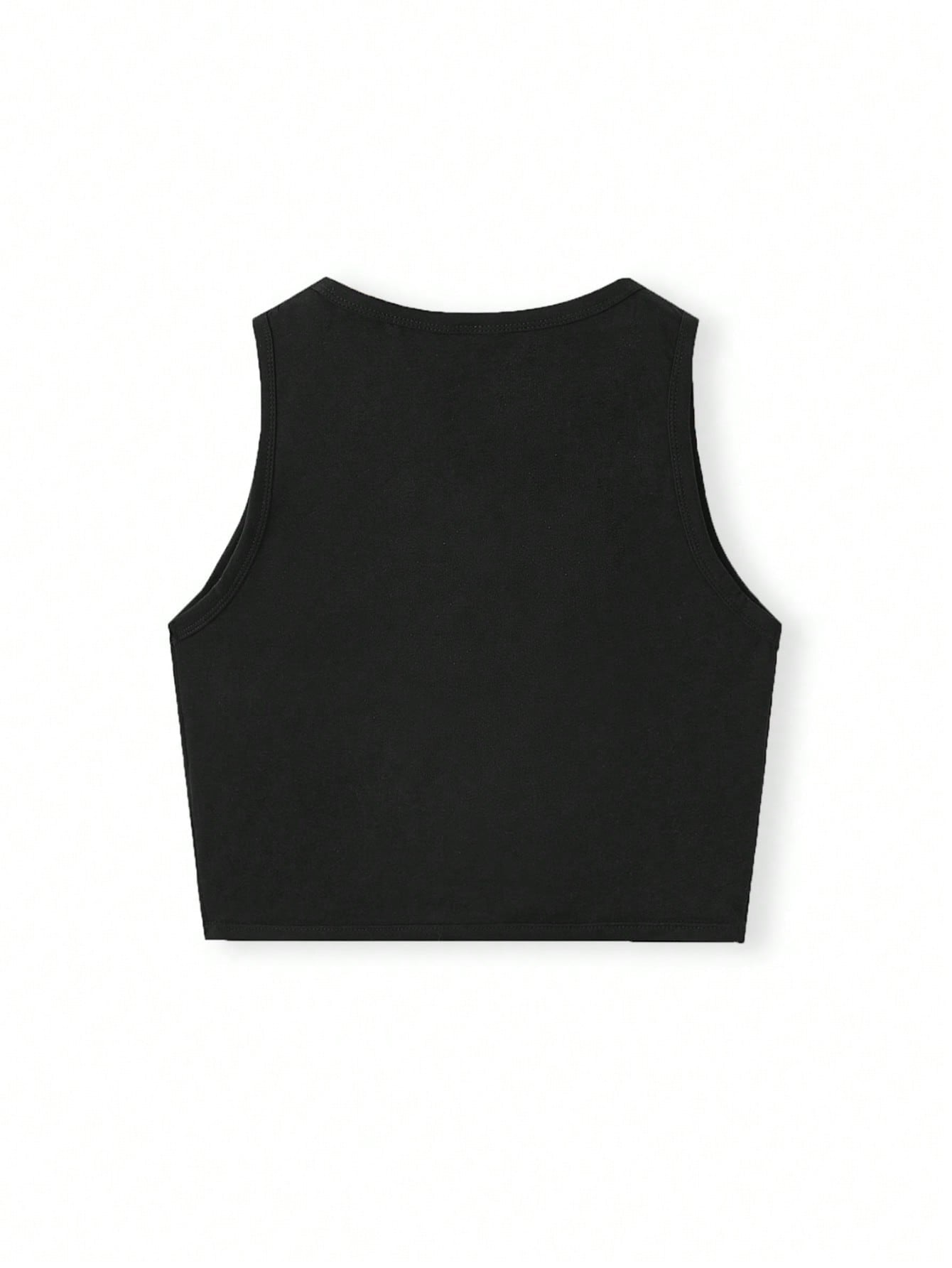 SHEIN Camiseta de tirantes ajustada y corta de cuello redondo para mujer