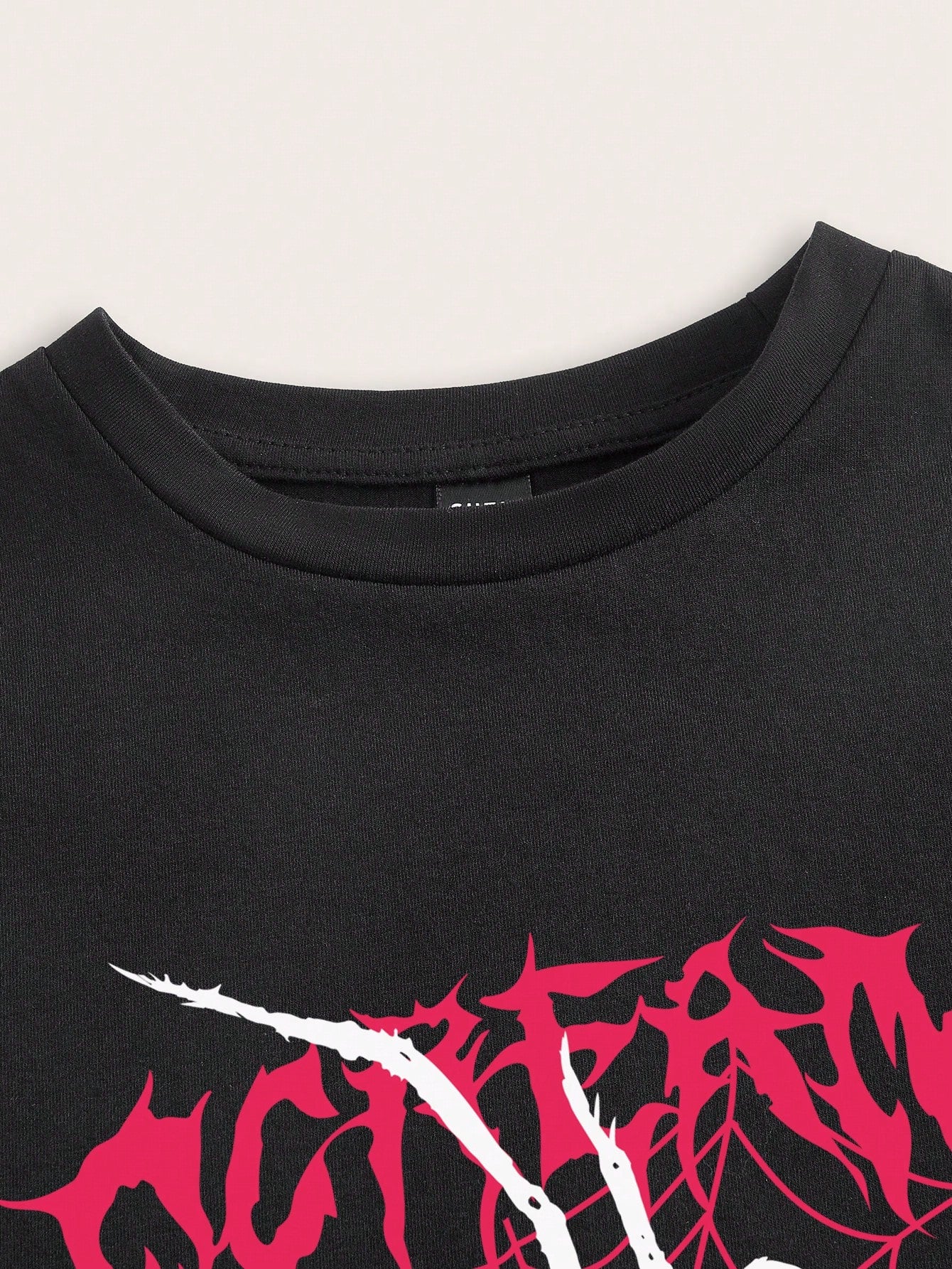 SHEIN Coolane Camiseta ajustada de manga corta con cuello redondo y estampado de araña, apropiada para el verano, para mujeres