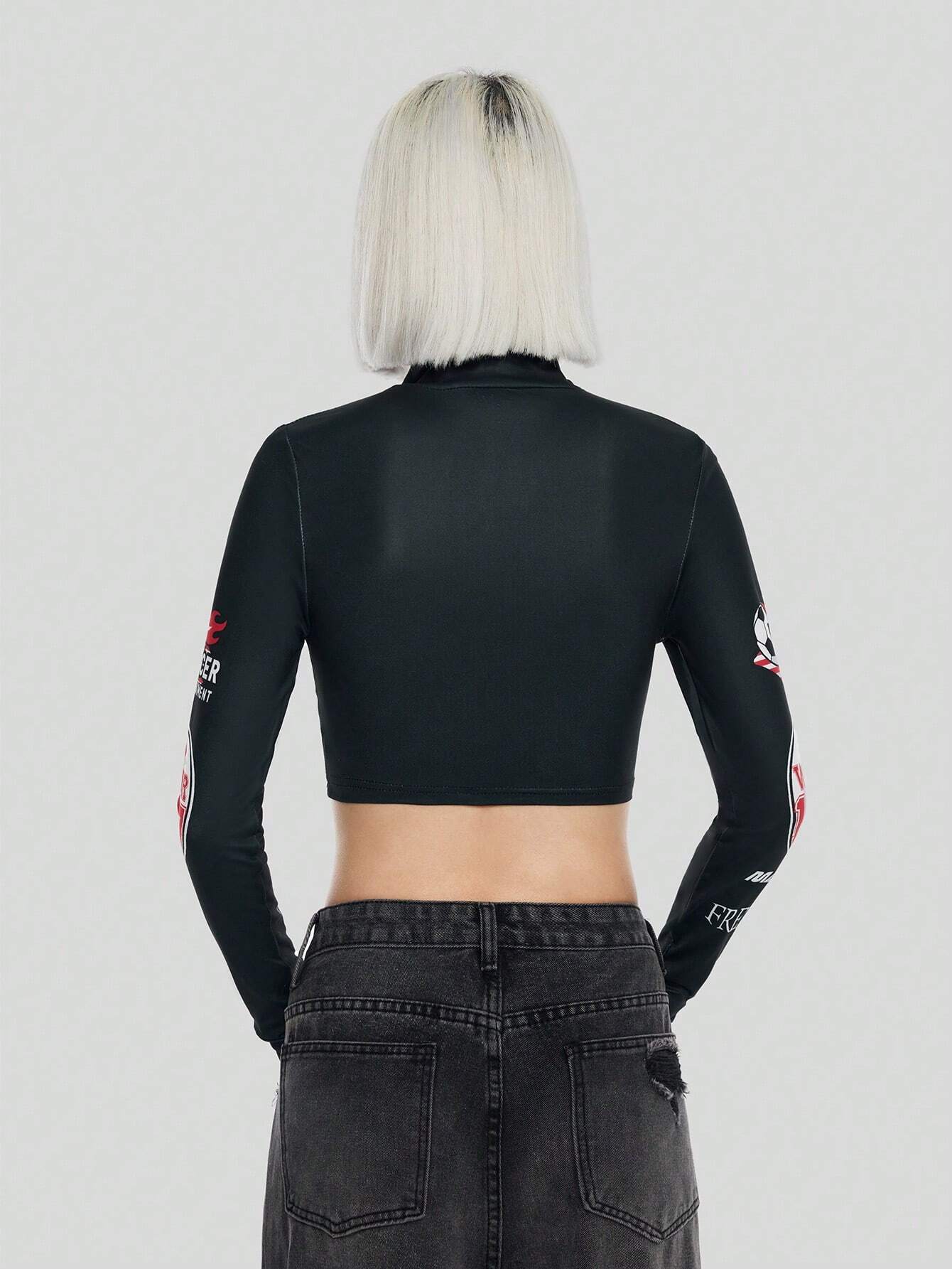 SHEIN Coolane Camiseta crop con estampado de letra