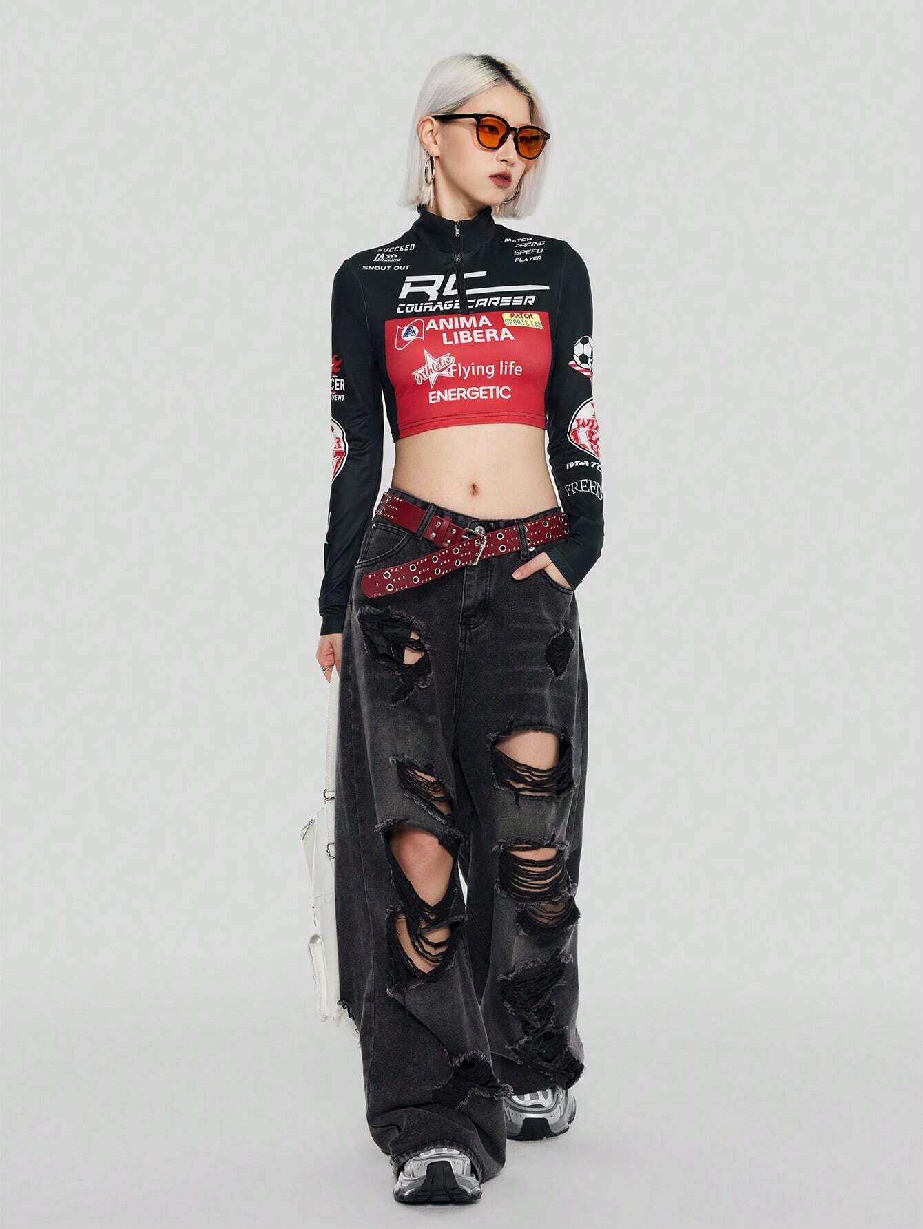 SHEIN Coolane Camiseta crop con estampado de letra