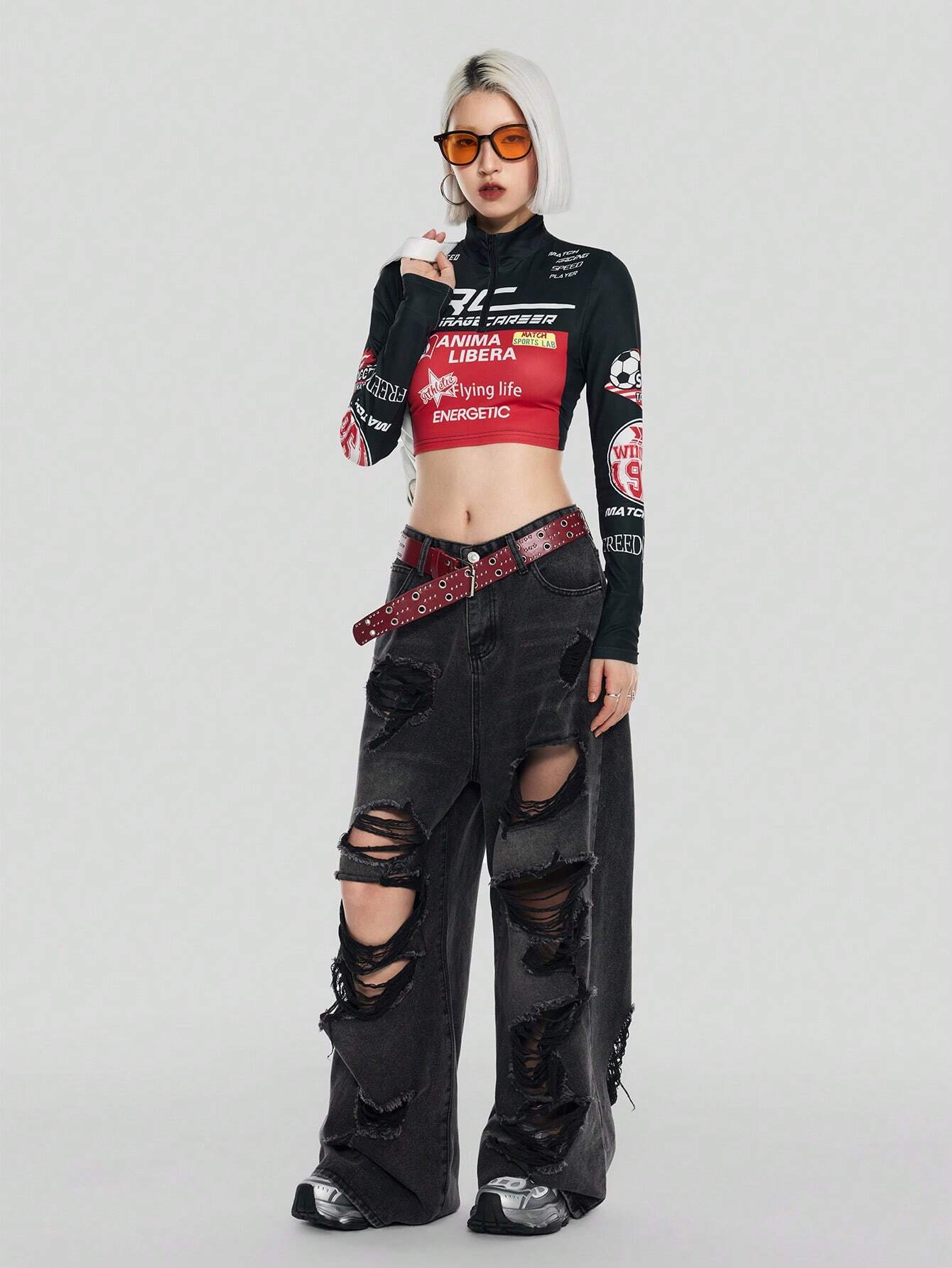 SHEIN Coolane Camiseta crop con estampado de letra