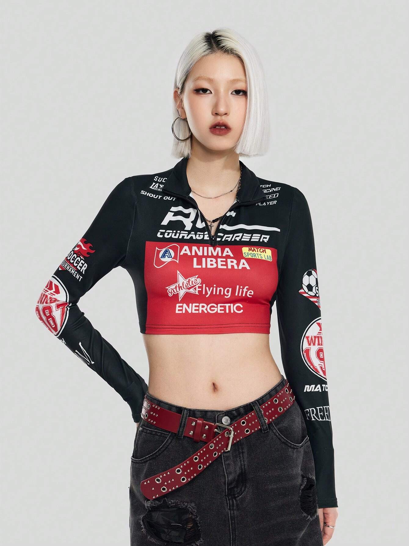 SHEIN Coolane Camiseta crop con estampado de letra
