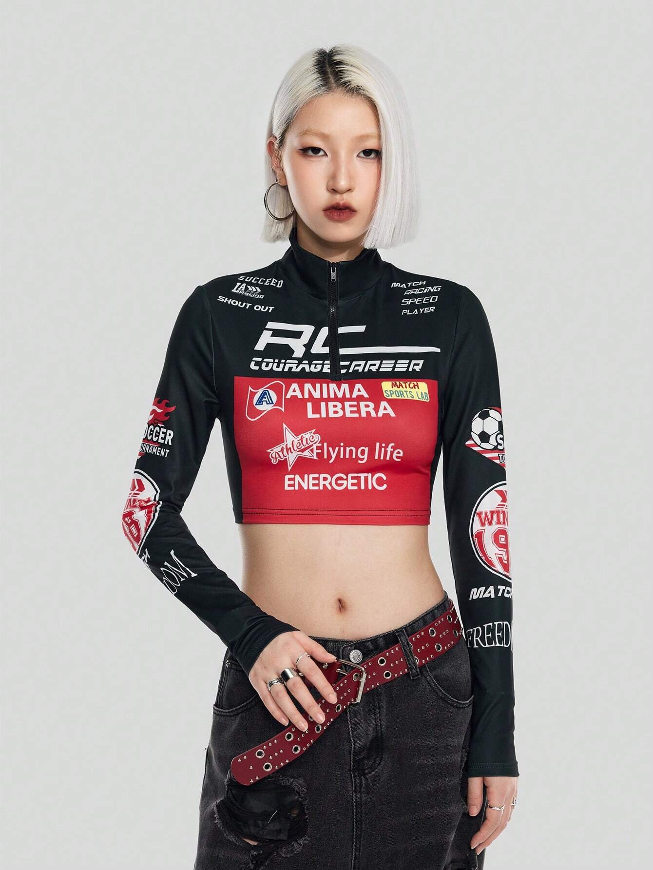 SHEIN Coolane Camiseta crop con estampado de letra