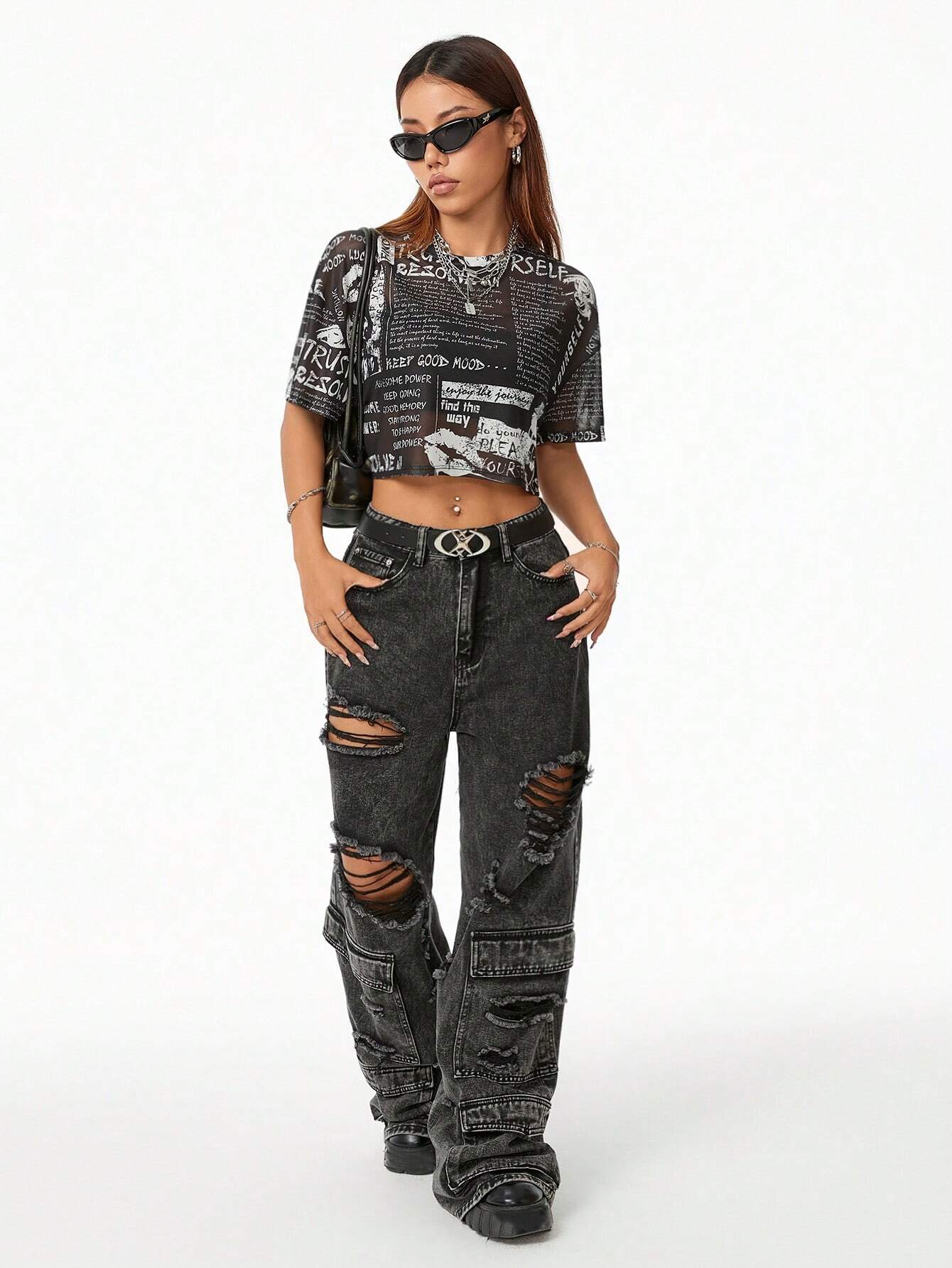 SHEIN Coolane Camiseta de malla transpirable para mujer de manga corta, cuello redondo y corte corto para el verano