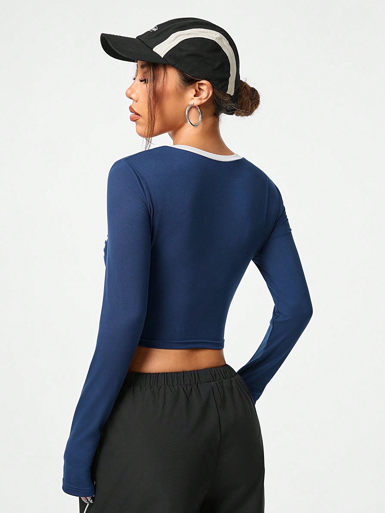 SHEIN Coolane Camiseta de manga larga de tejido jersey con estampado francés de tendencia Y2K para mujer