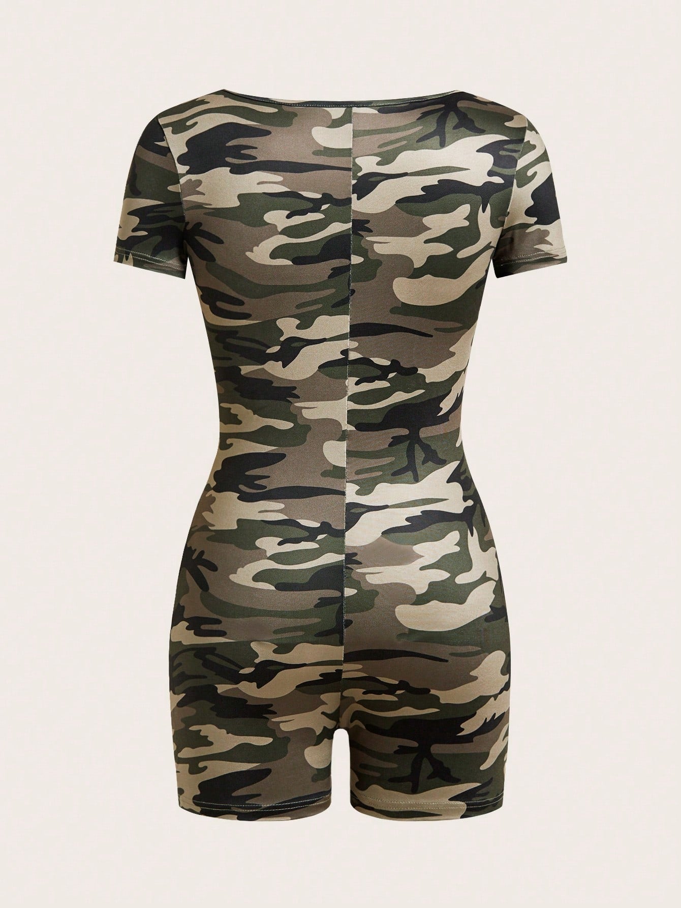 SHEIN Coolane Mono univocador de camuflaje para mujer, ajustado al Body, adecuado para el verano
