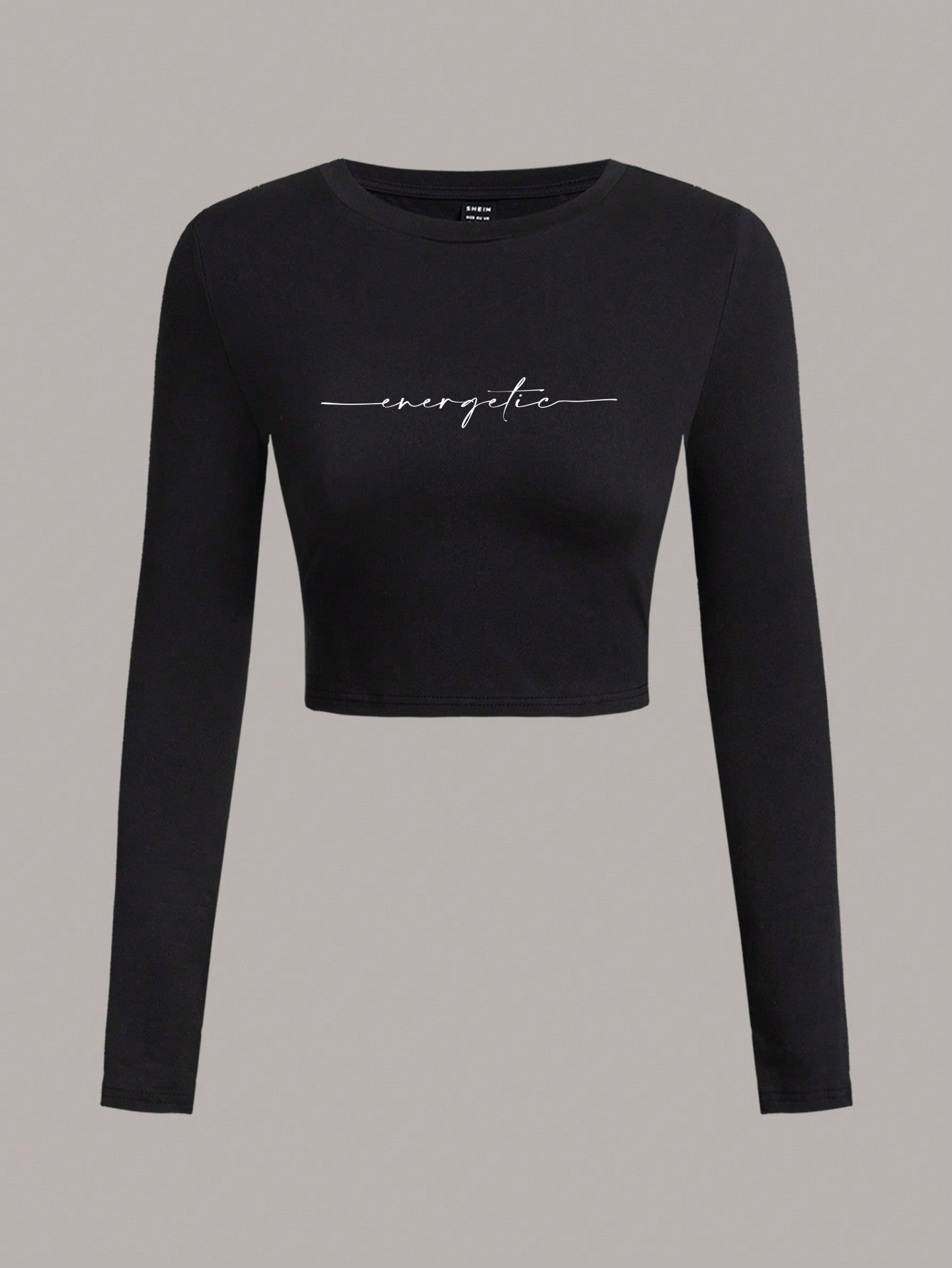 SHEIN EZwear 3 piezas Camiseta de mujer de manga larga ajustada de cuello redondo con estampado de letras casual, verano
