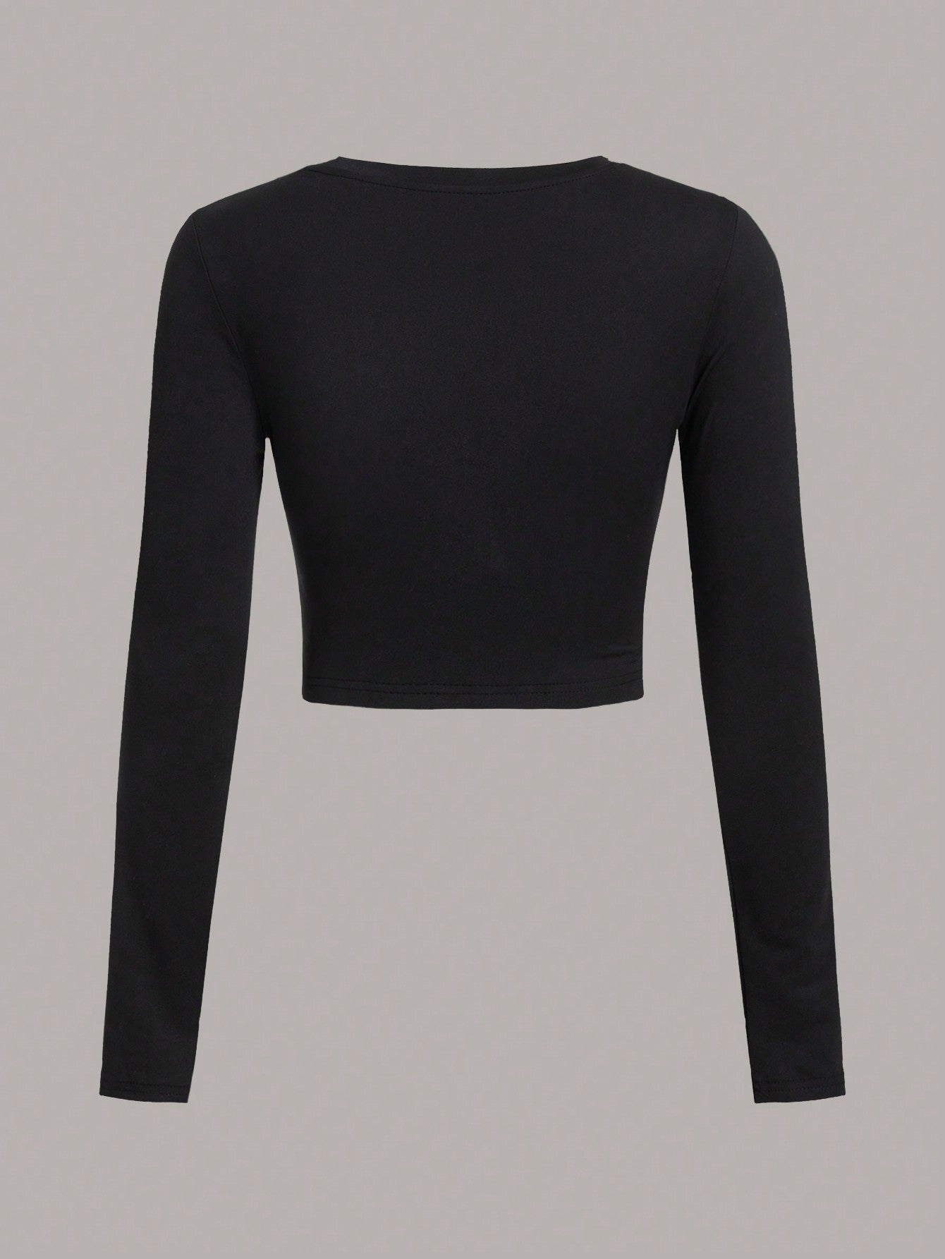 SHEIN EZwear 3 piezas Camiseta de mujer de manga larga ajustada de cuello redondo con estampado de letras casual, verano