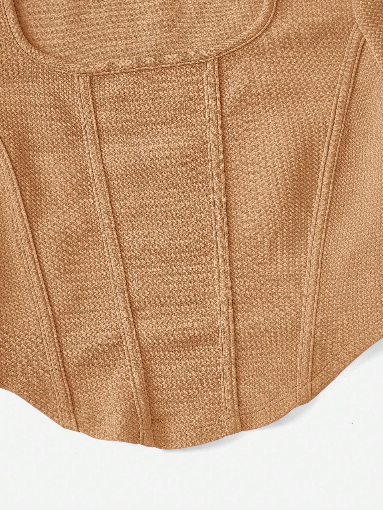 SHEIN EZwear Camiseta De Mujer Con Dobladillo Curvo Y Textura En Color Sólido