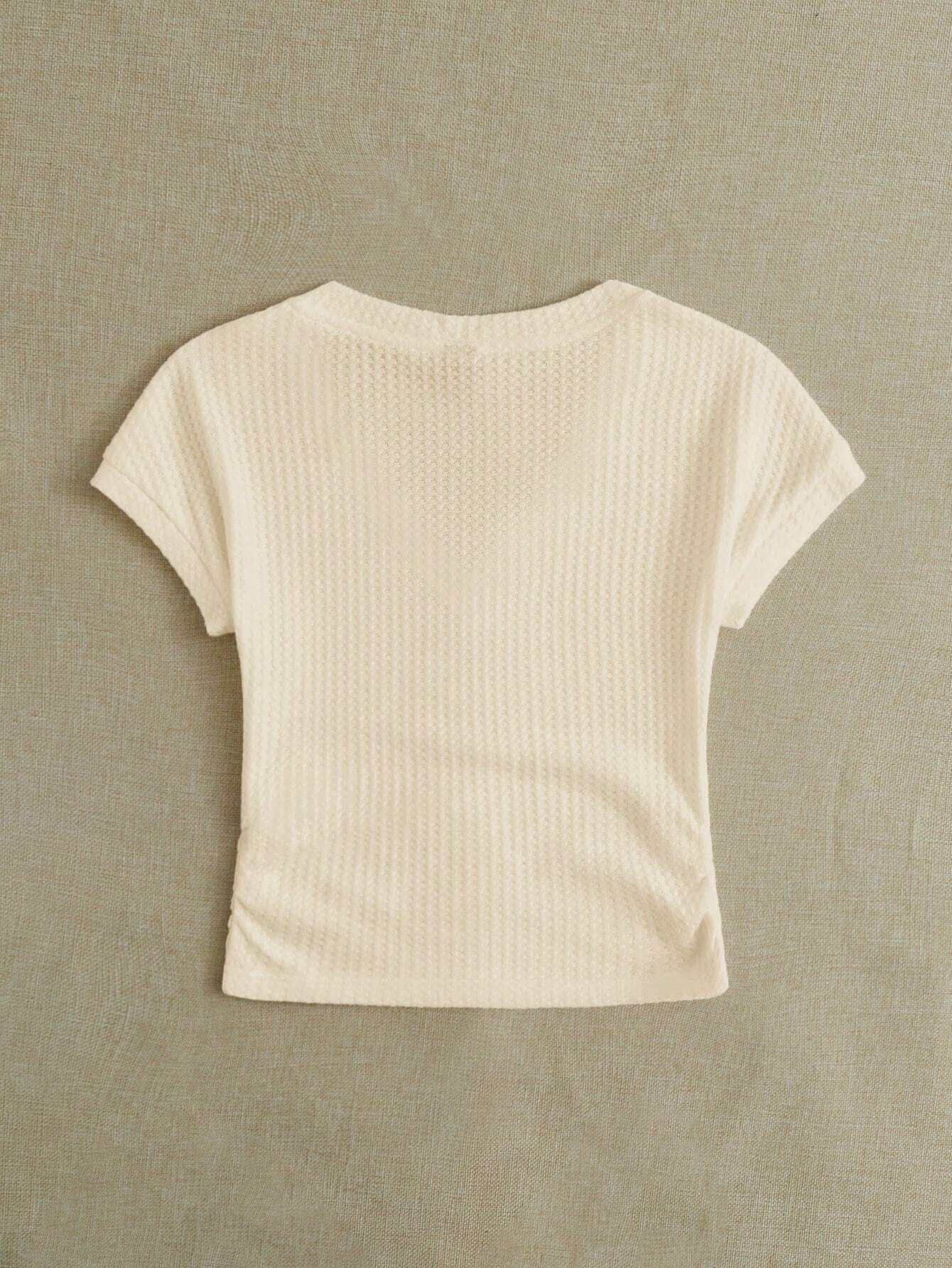 SHEIN EZwear Camiseta De Mujer De Punto Con Cuello En V