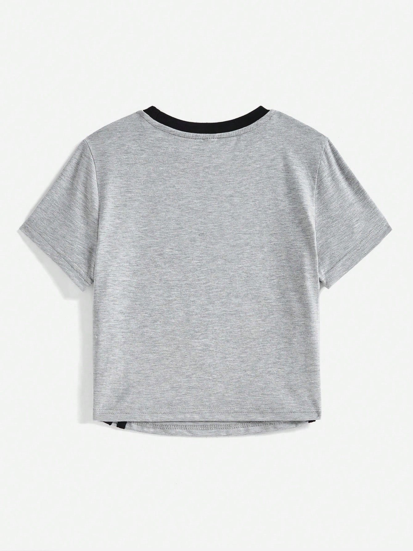 SHEIN EZwear Camiseta ajustada con bordado de eslogan tejida para mujer, elija el estilo de vida activo, ámese a sí mismo