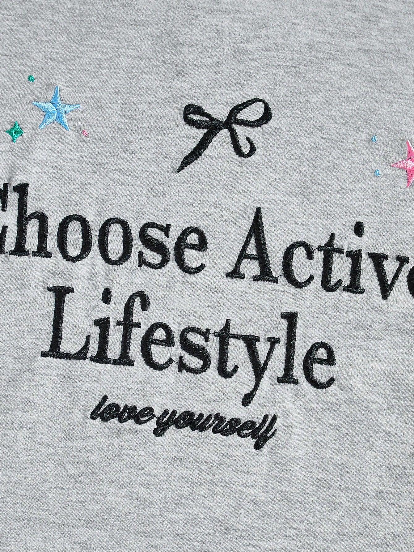 SHEIN EZwear Camiseta ajustada con bordado de eslogan tejida para mujer, elija el estilo de vida activo, ámese a sí mismo