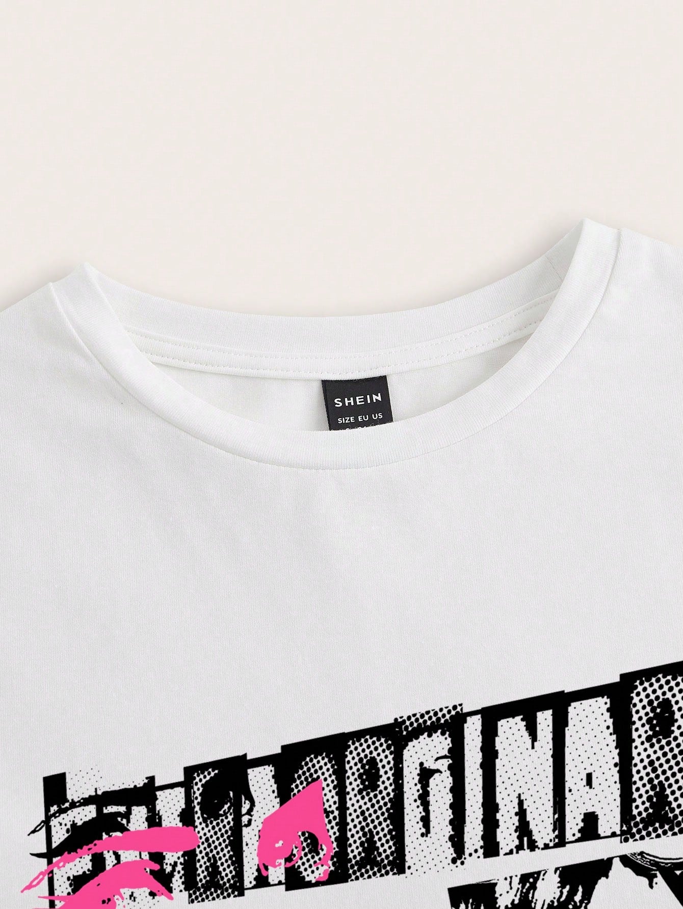 SHEIN EZwear Camiseta casual para mujer con cuello redondo, manga corta y ajuste entallado con estampado de letras y personajes